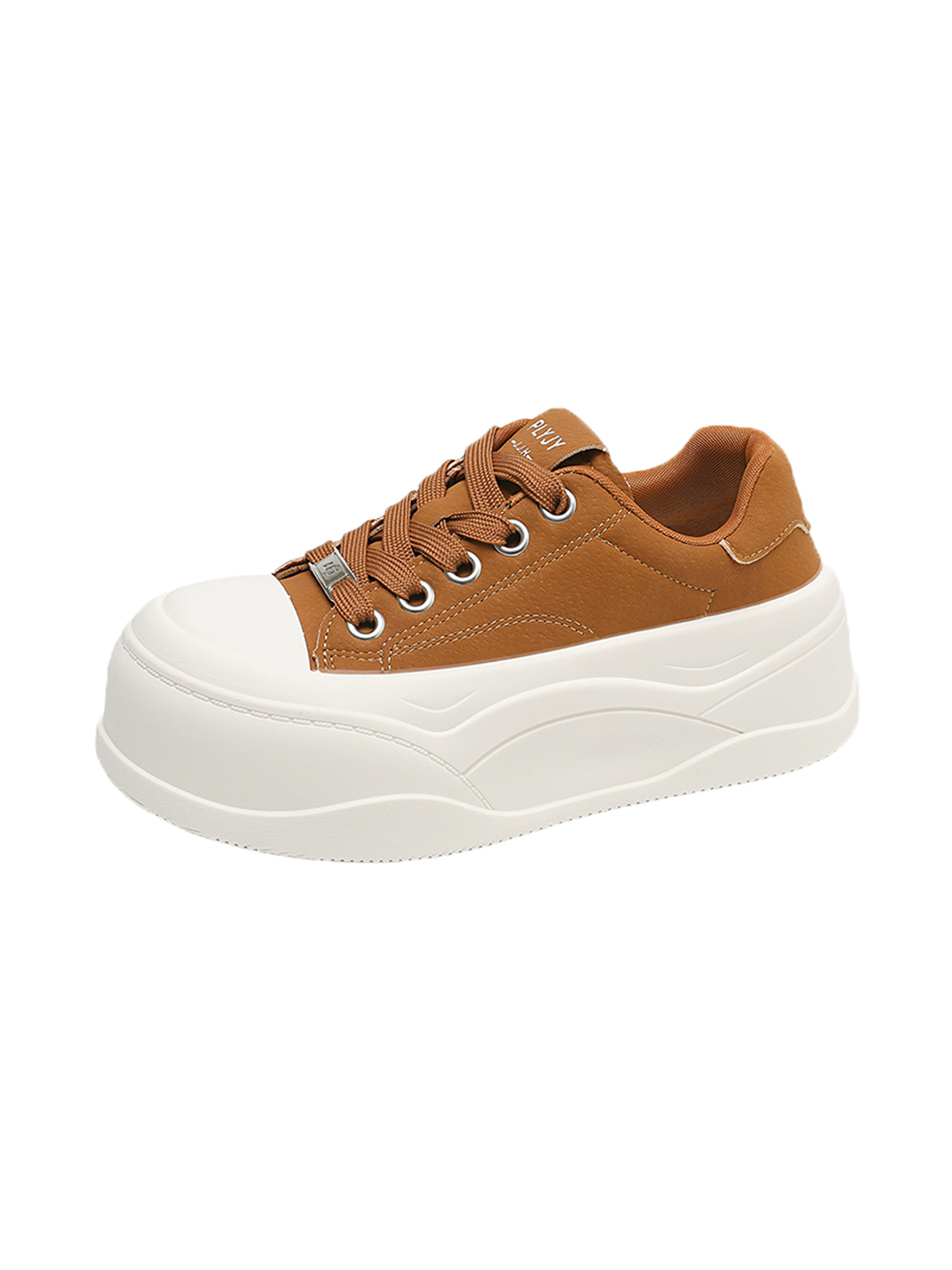 Tan Lace-Up Platform Sneakers