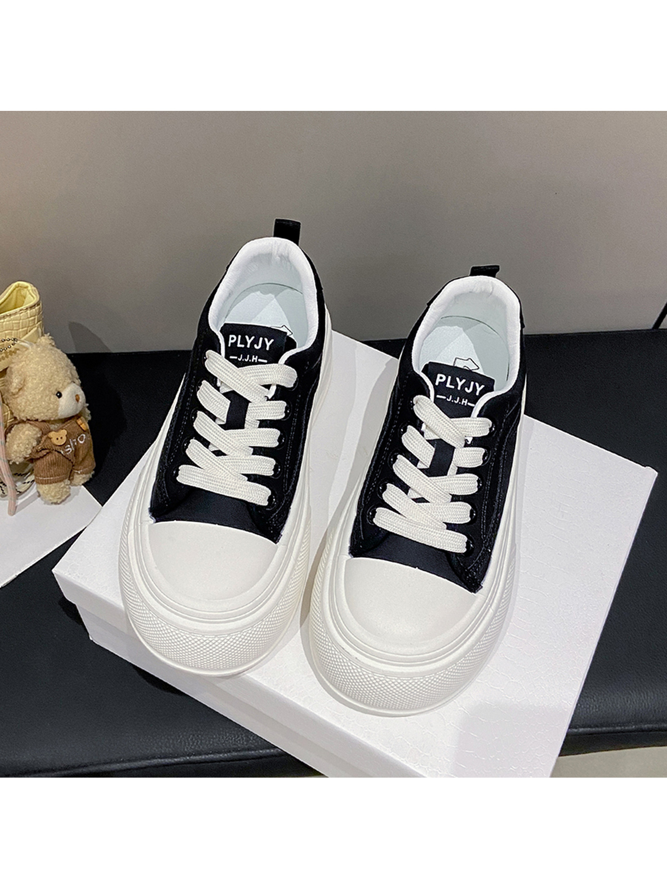 Black Canvas Platform Sneakers