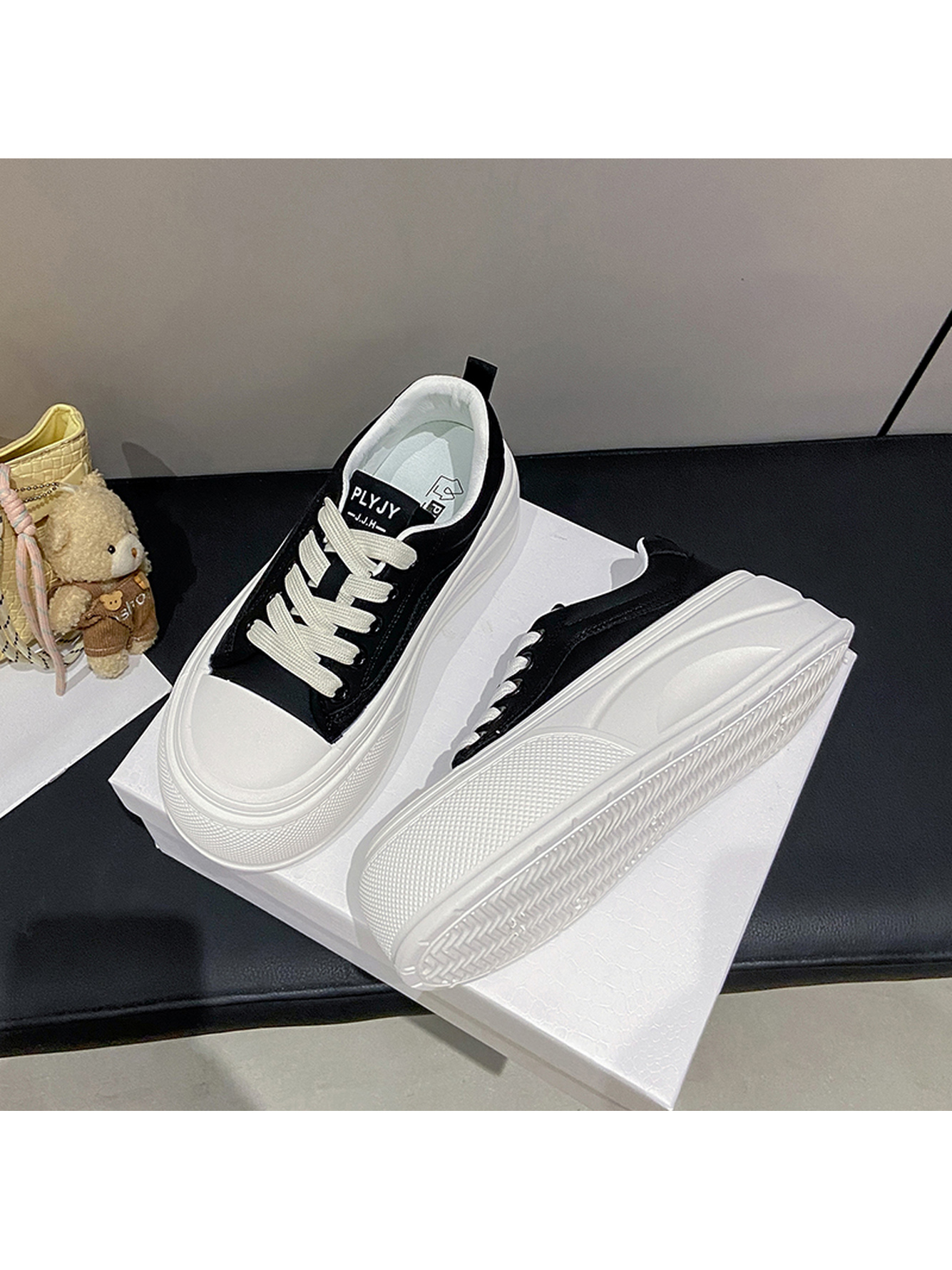 Black Canvas Platform Sneakers