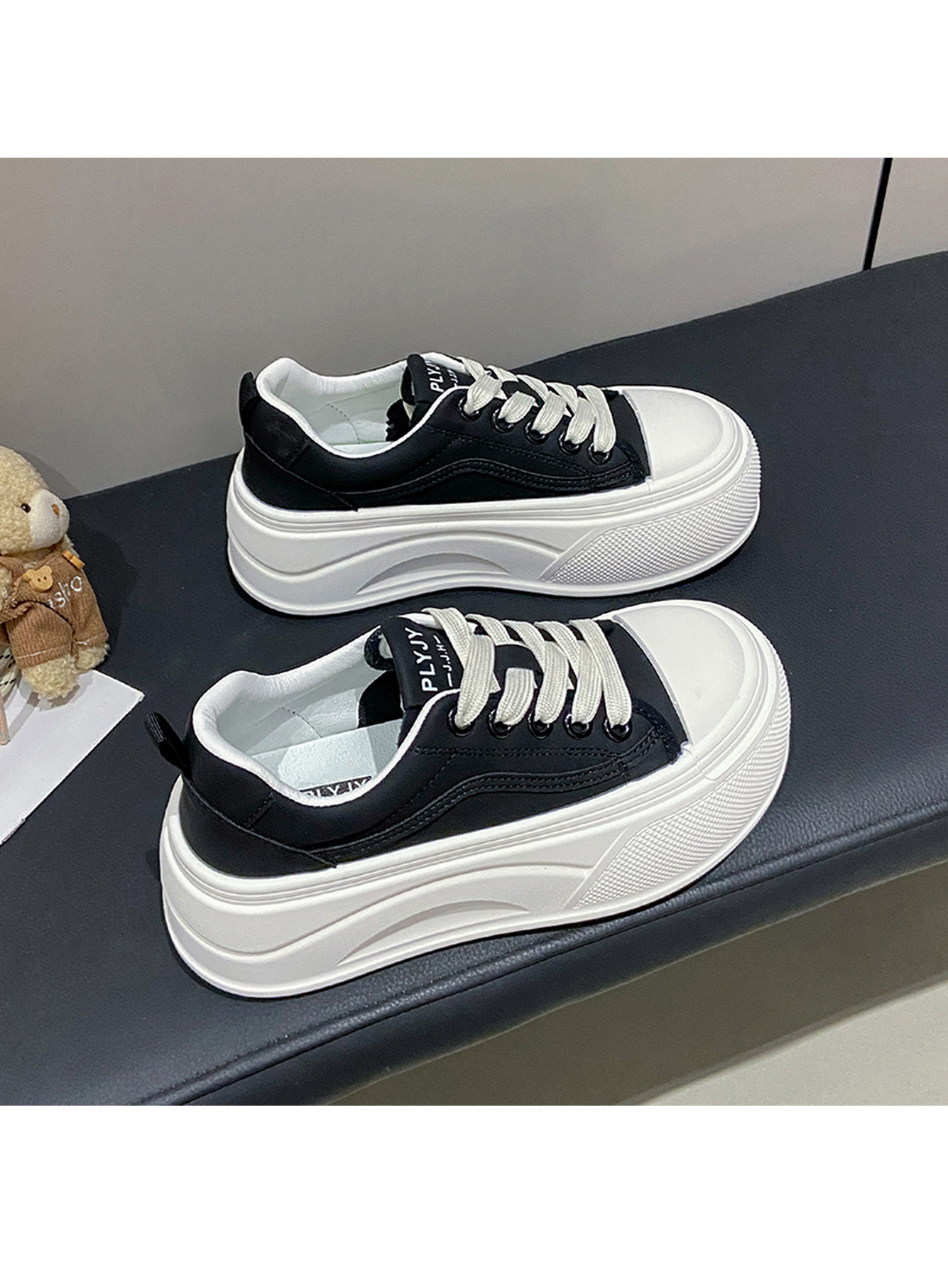 Black Canvas Platform Sneakers