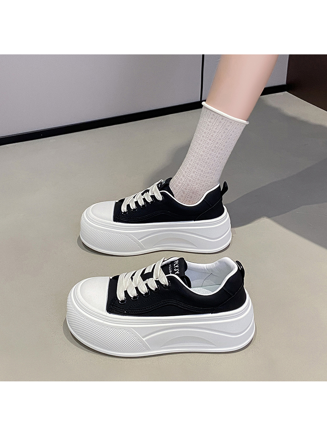 Black Canvas Platform Sneakers