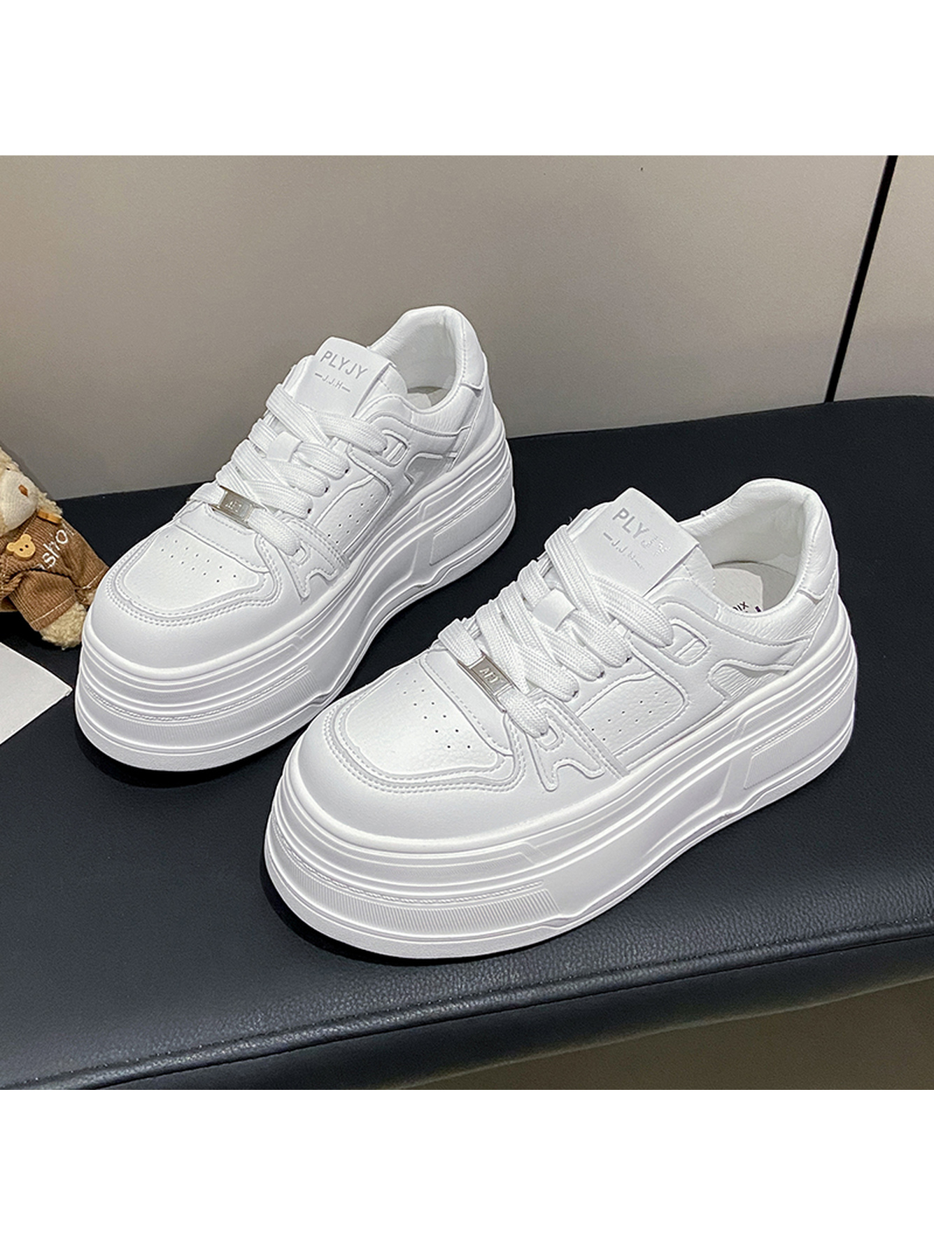 White Platform Sports Sneakers