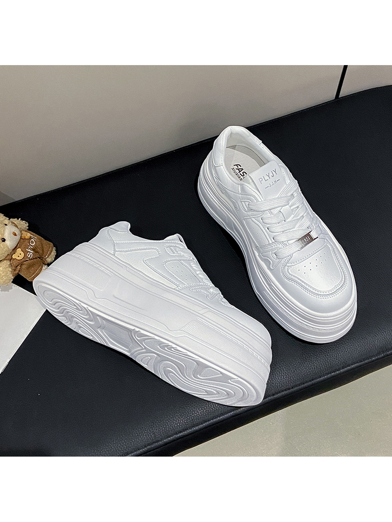 White Platform Sports Sneakers