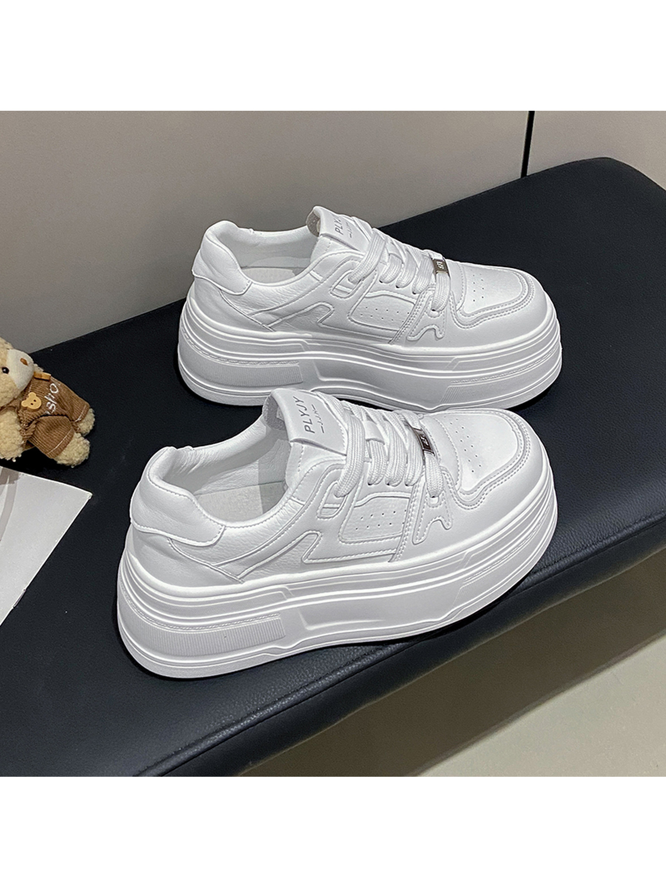 White Platform Sports Sneakers