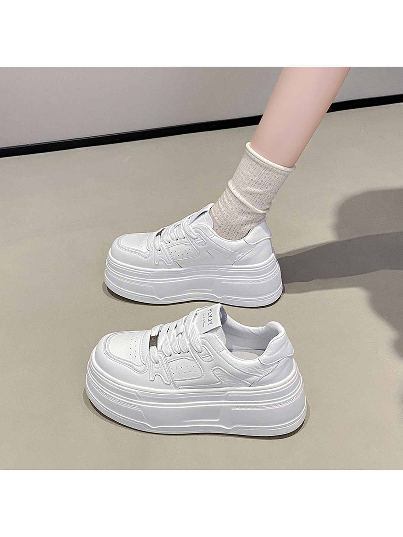 White Platform Sports Sneakers