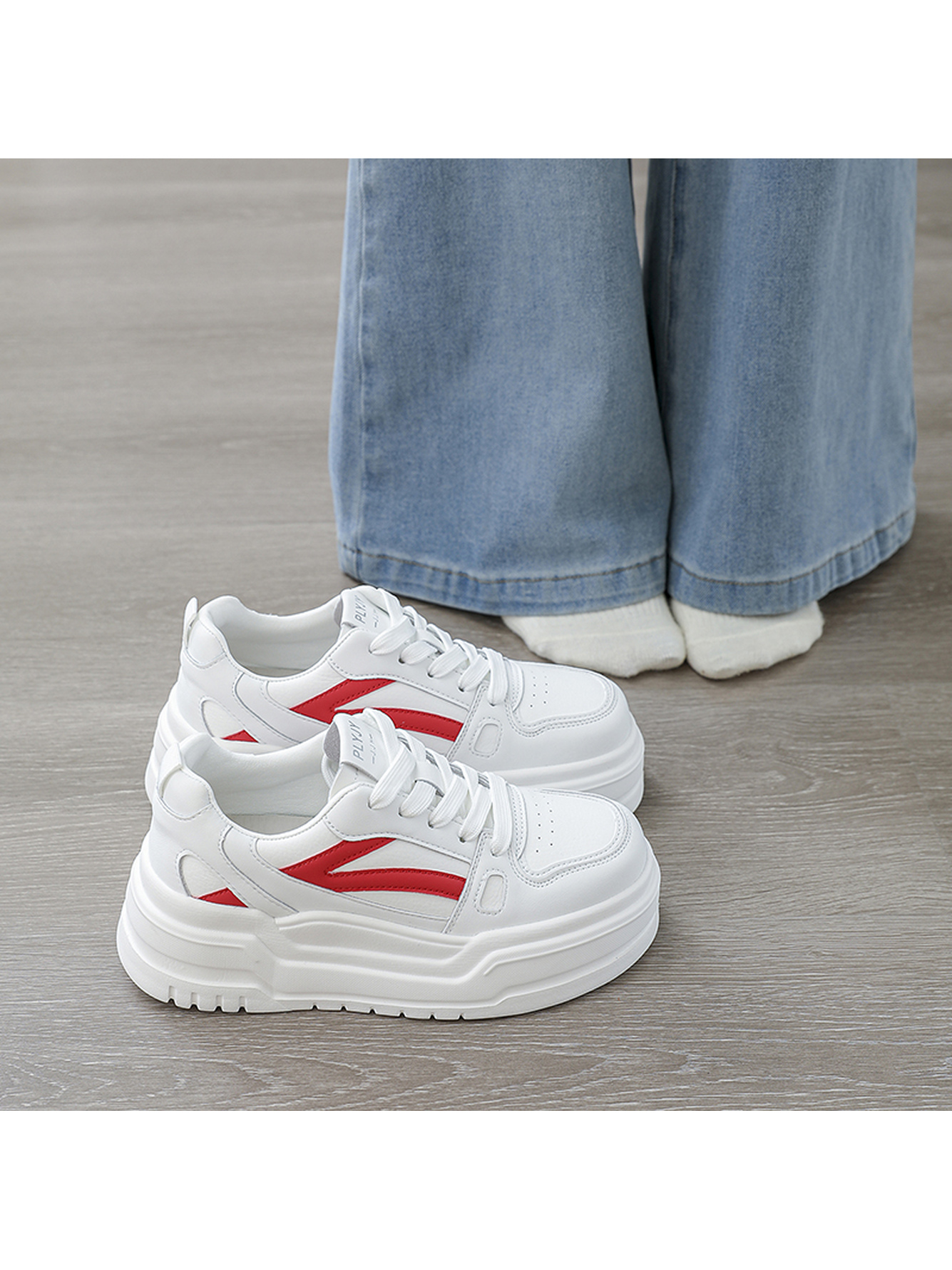 White Chunky Platform Sports Sneakers
