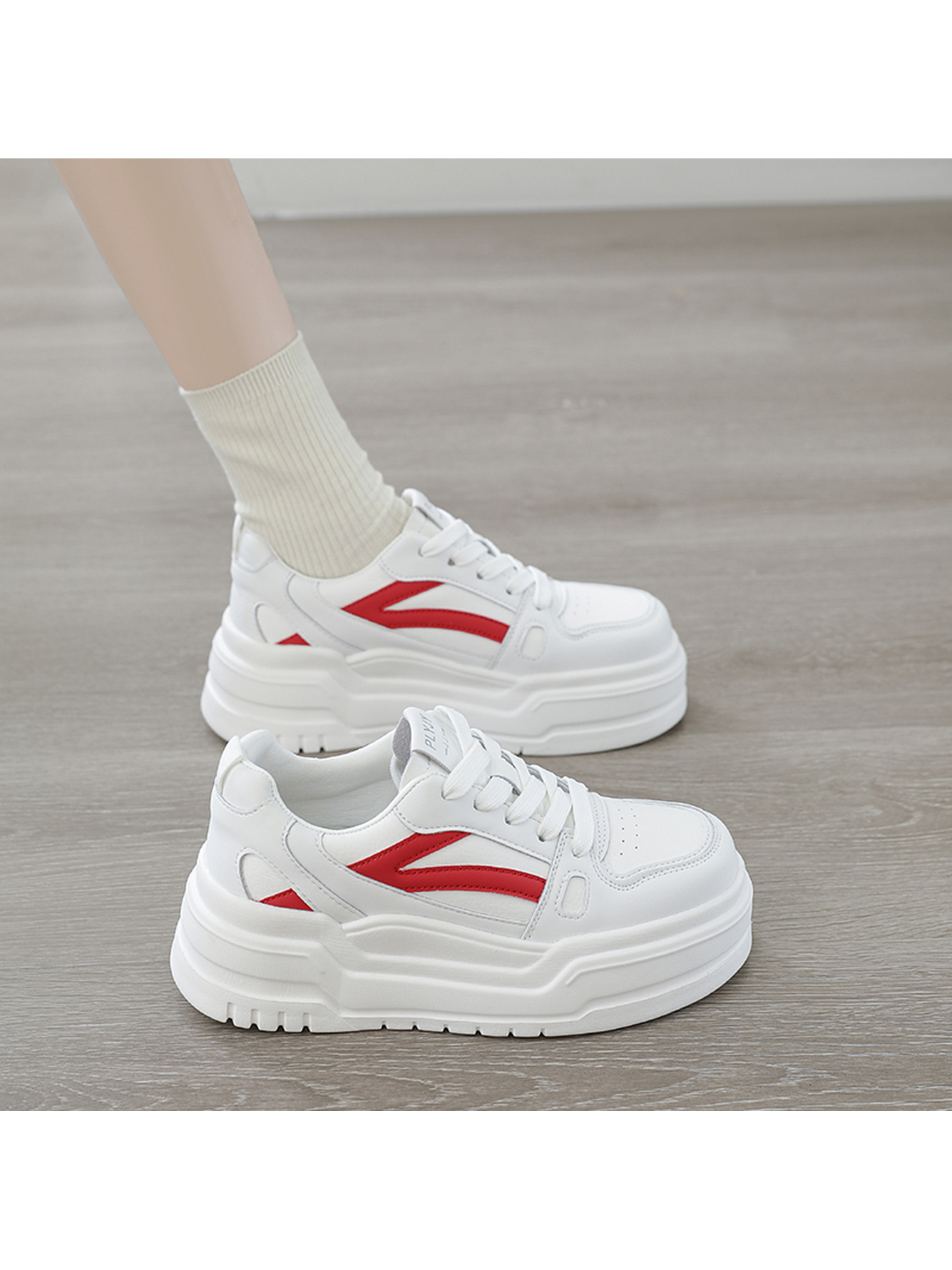 White Chunky Platform Sports Sneakers