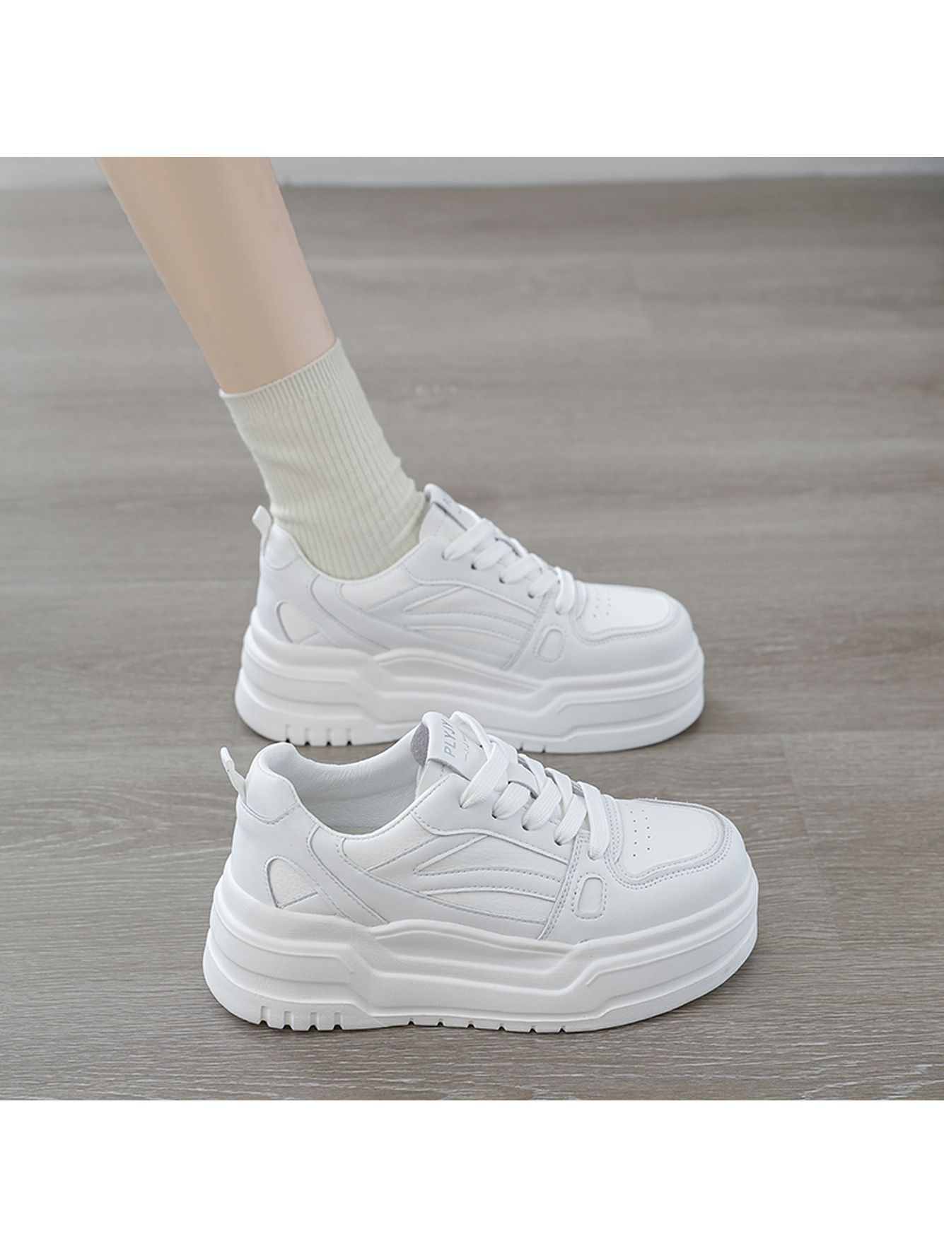 White Chunky Platform Sneakers
