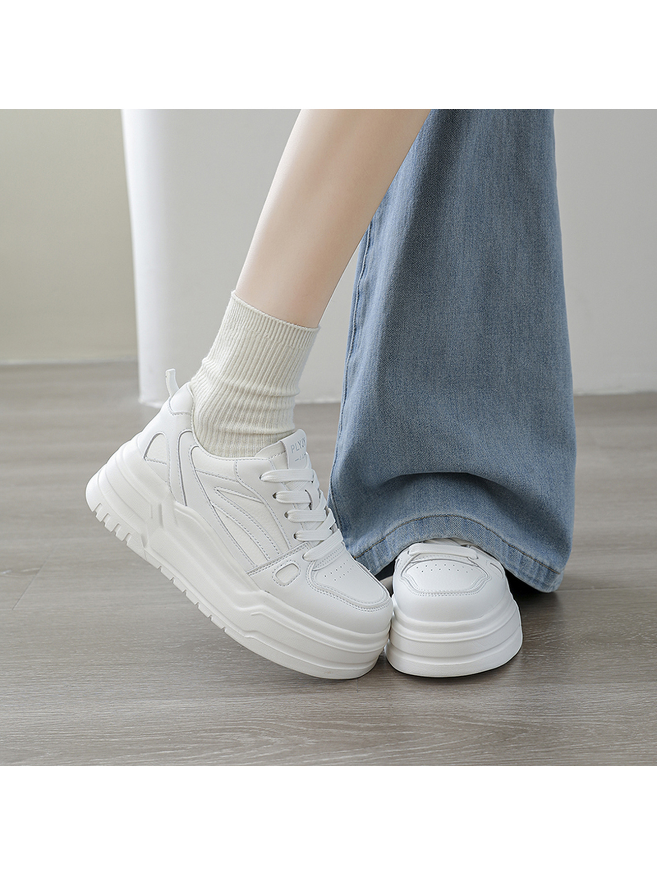 White Chunky Platform Sneakers