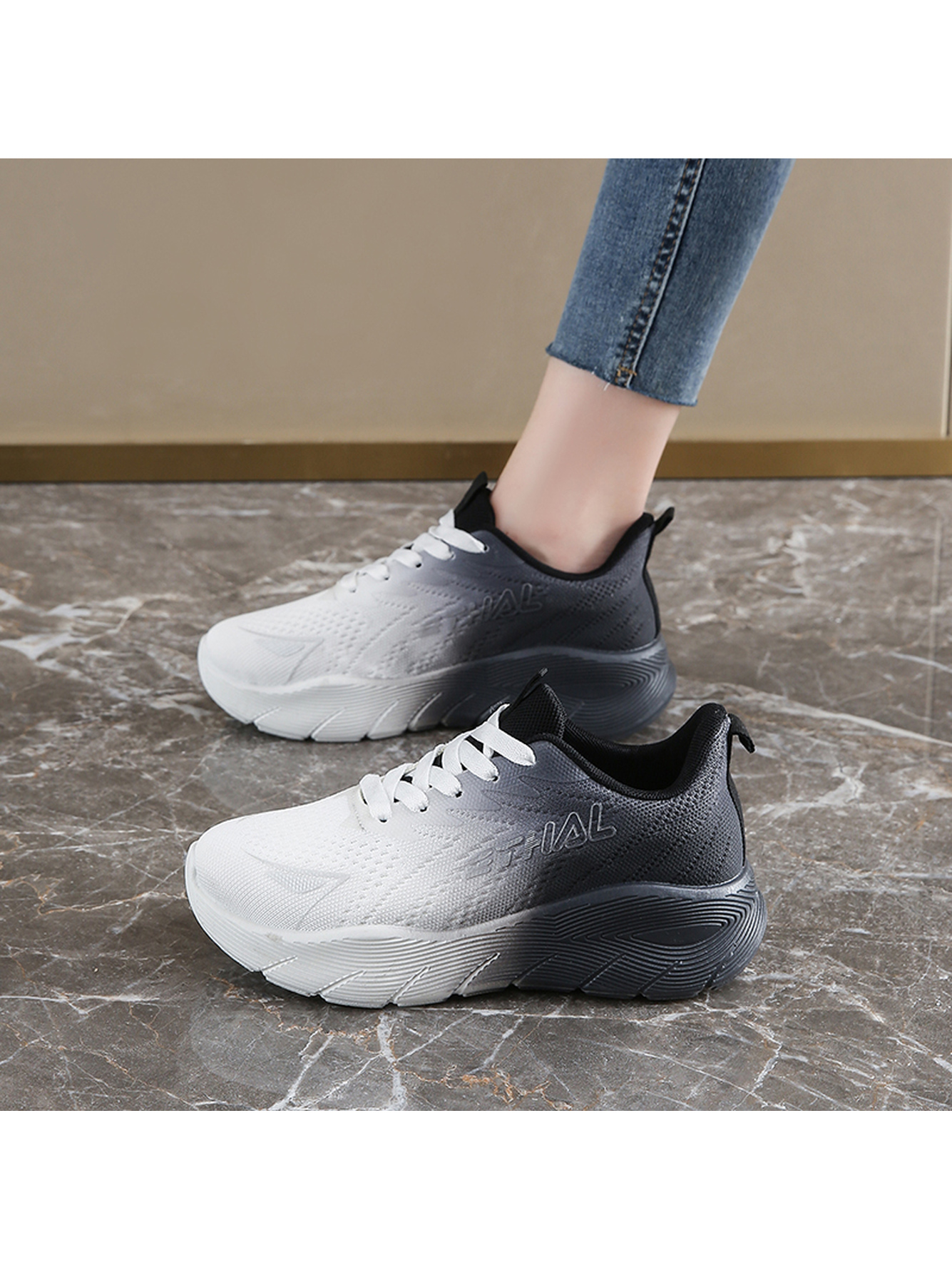 Gradient Grey Sports Sneakers