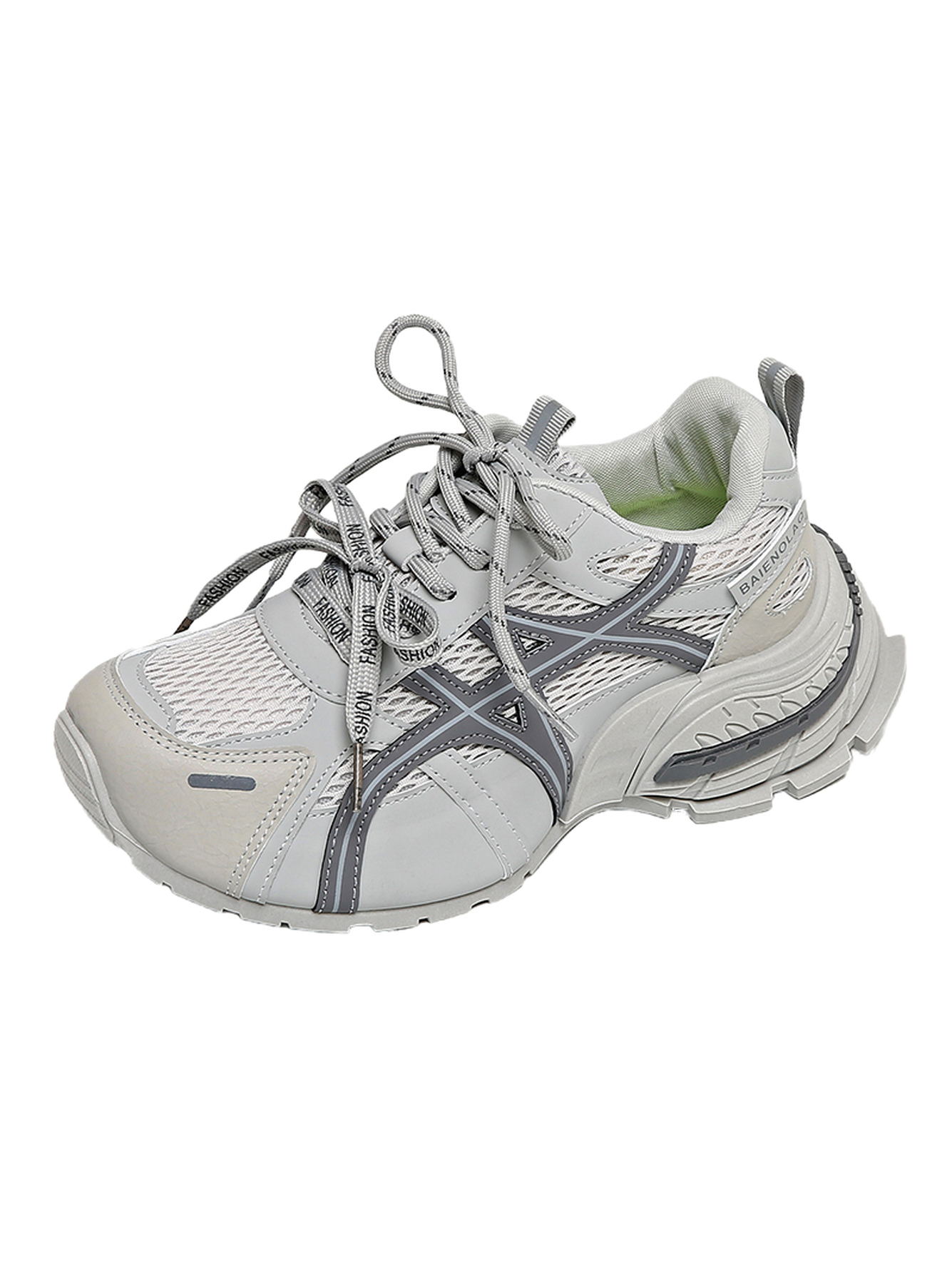 Grey Athleisure Lace-Up Sneakers
