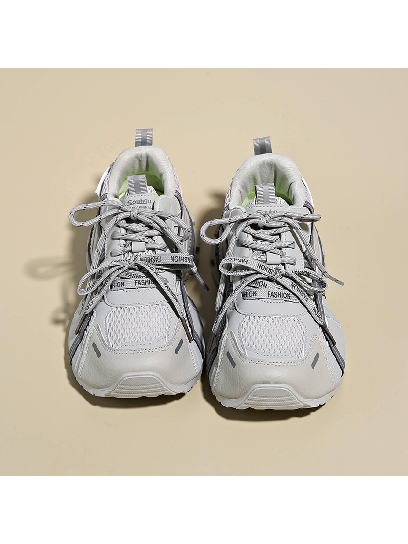 Grey Athleisure Lace-Up Sneakers