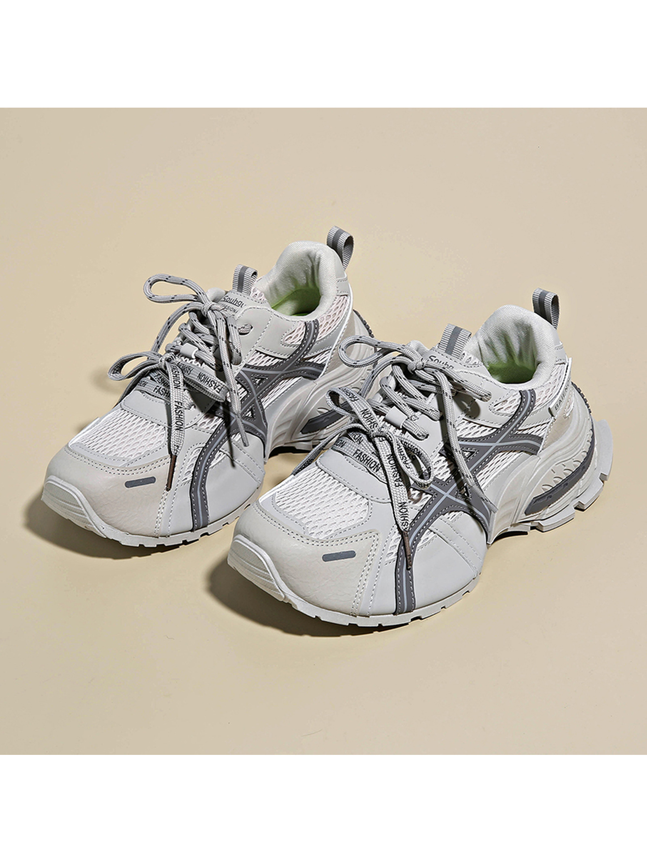 Grey Athleisure Lace-Up Sneakers