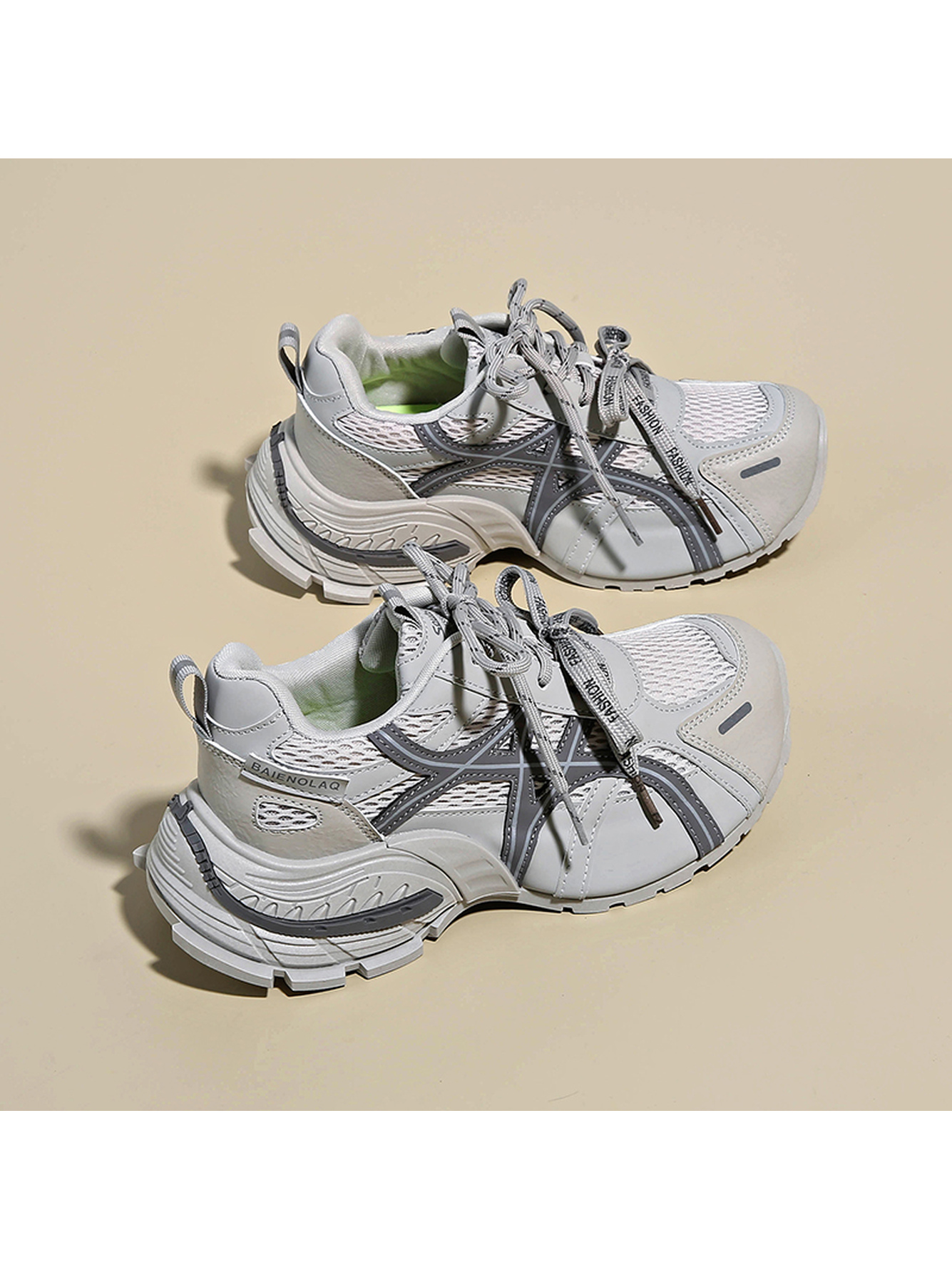 Grey Athleisure Lace-Up Sneakers