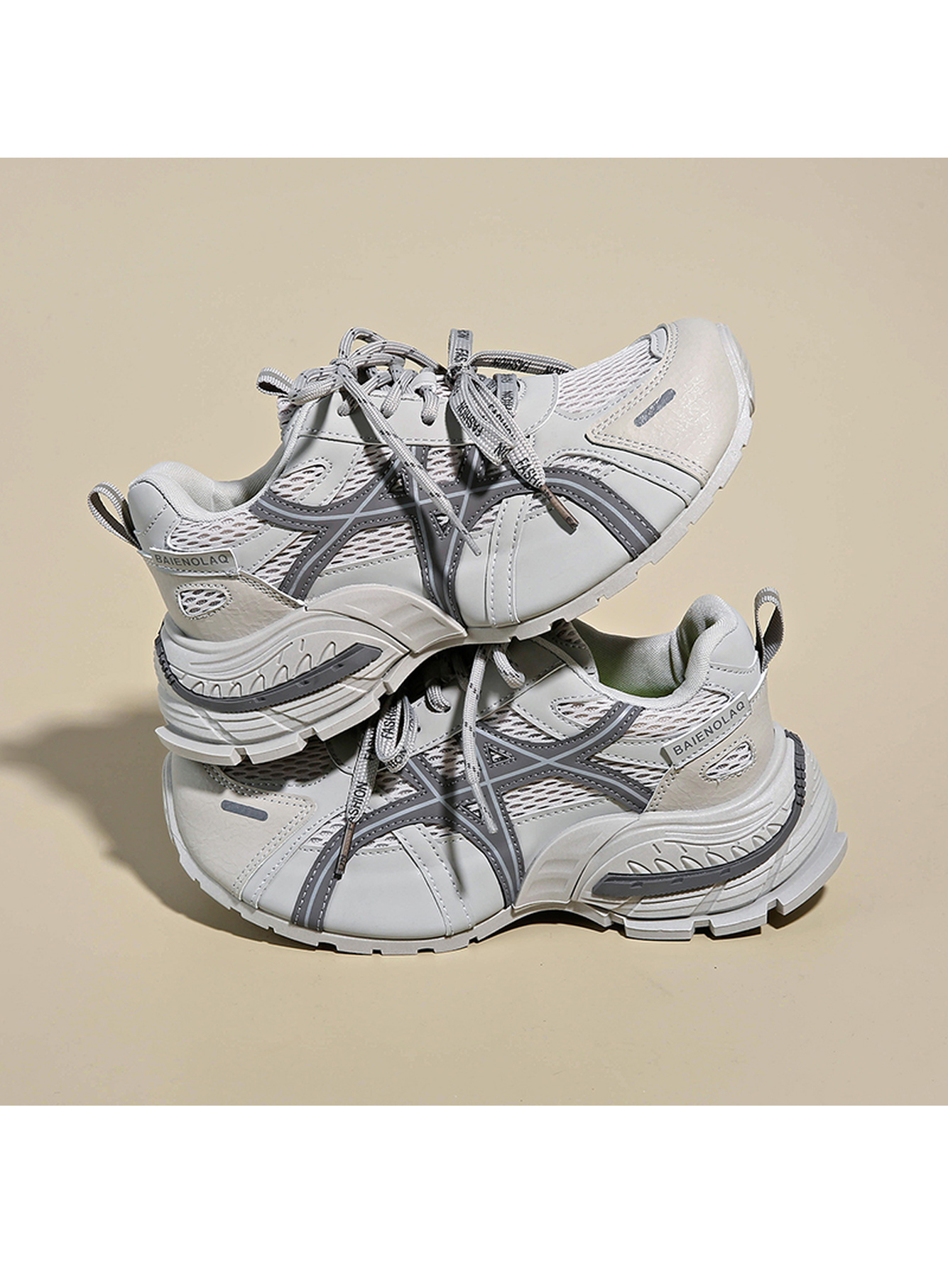 Grey Athleisure Lace-Up Sneakers