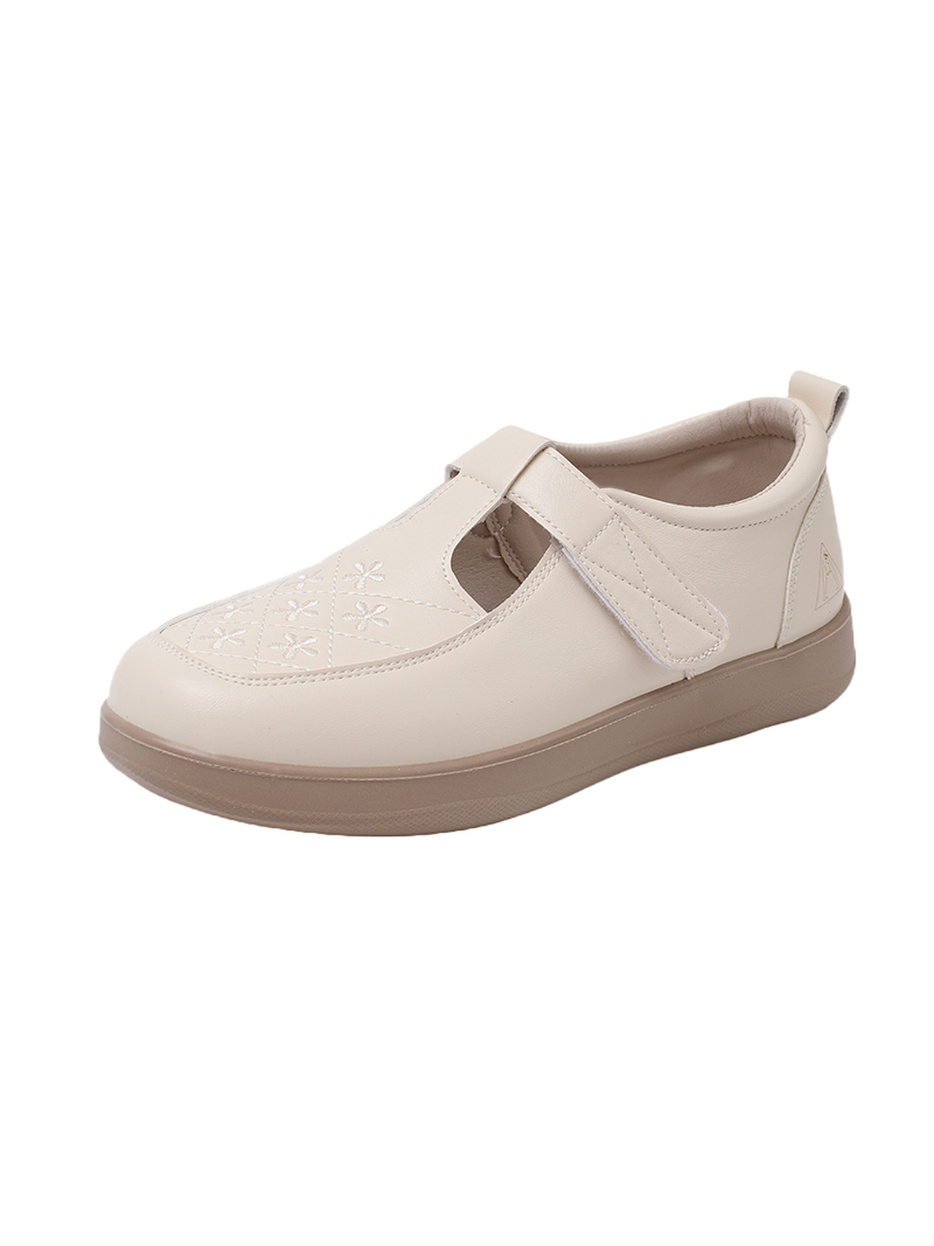 Beige Flats Faux Leather Casual Shoes
