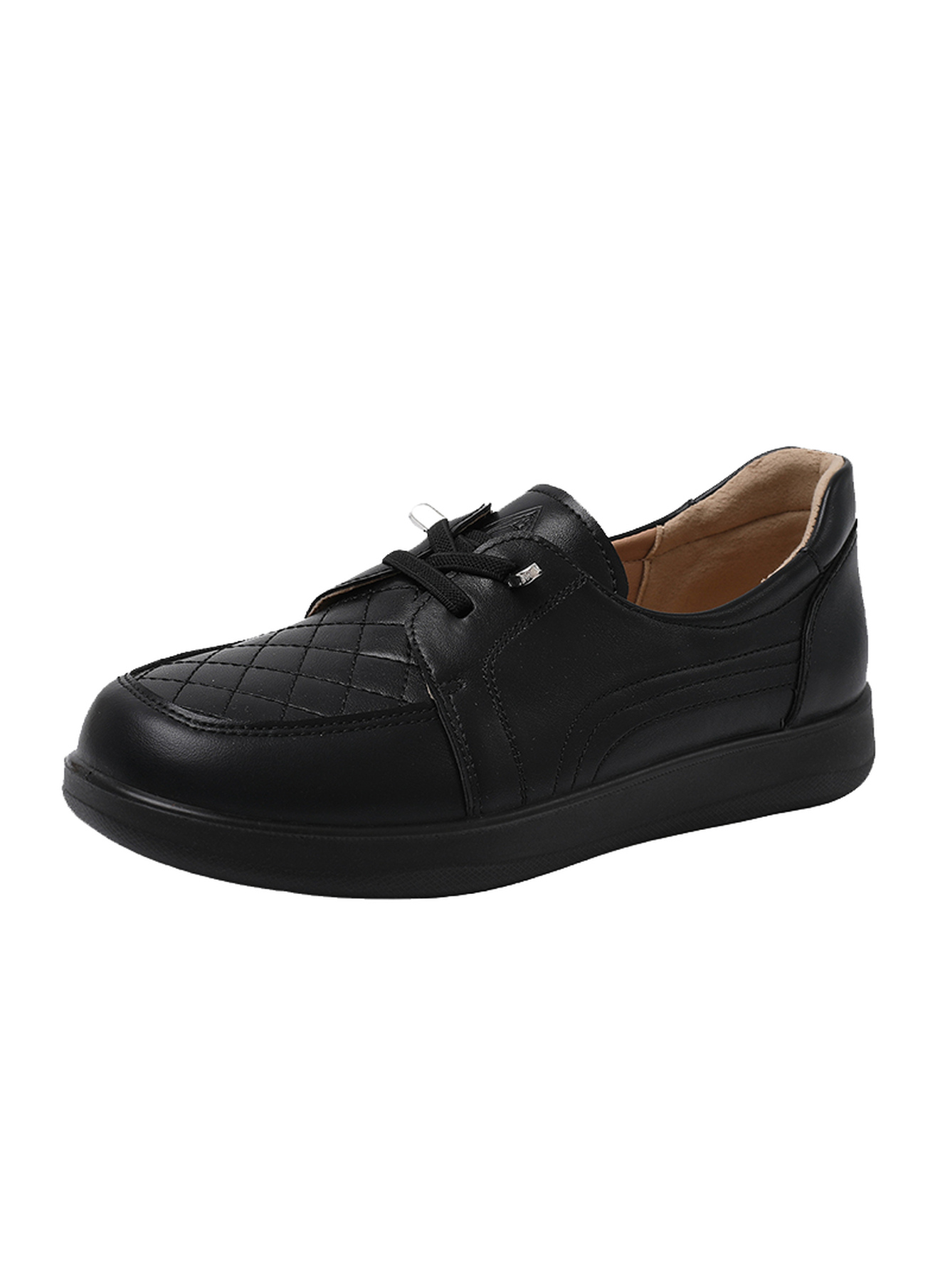 Black Quilted Flats Casual Shoes