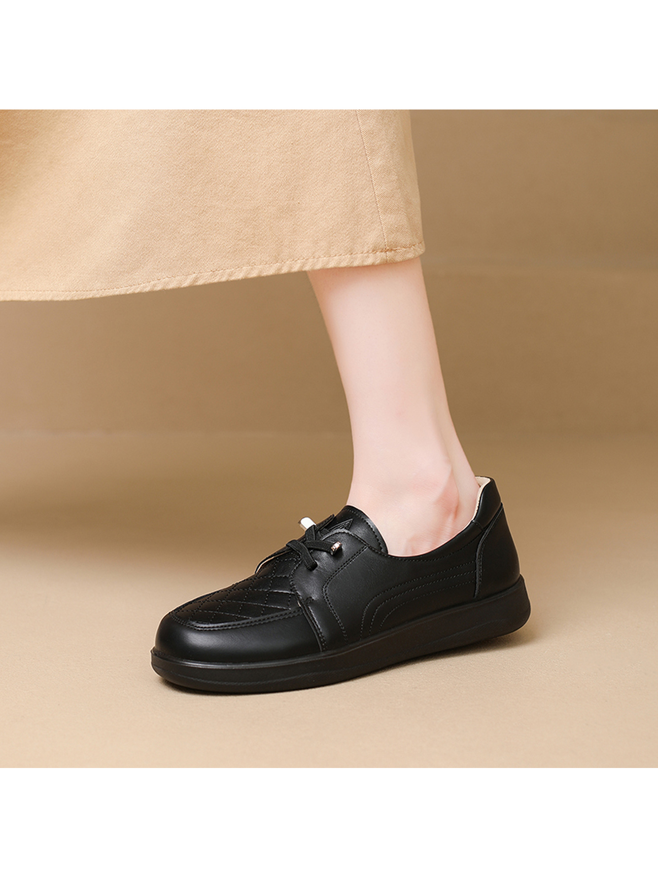 Black Quilted Flats Casual Shoes