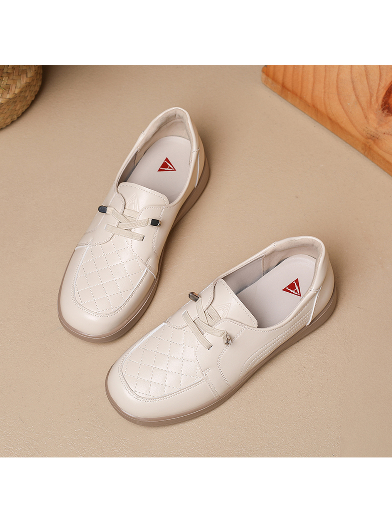 Beige Solid Flat Casual Shoes