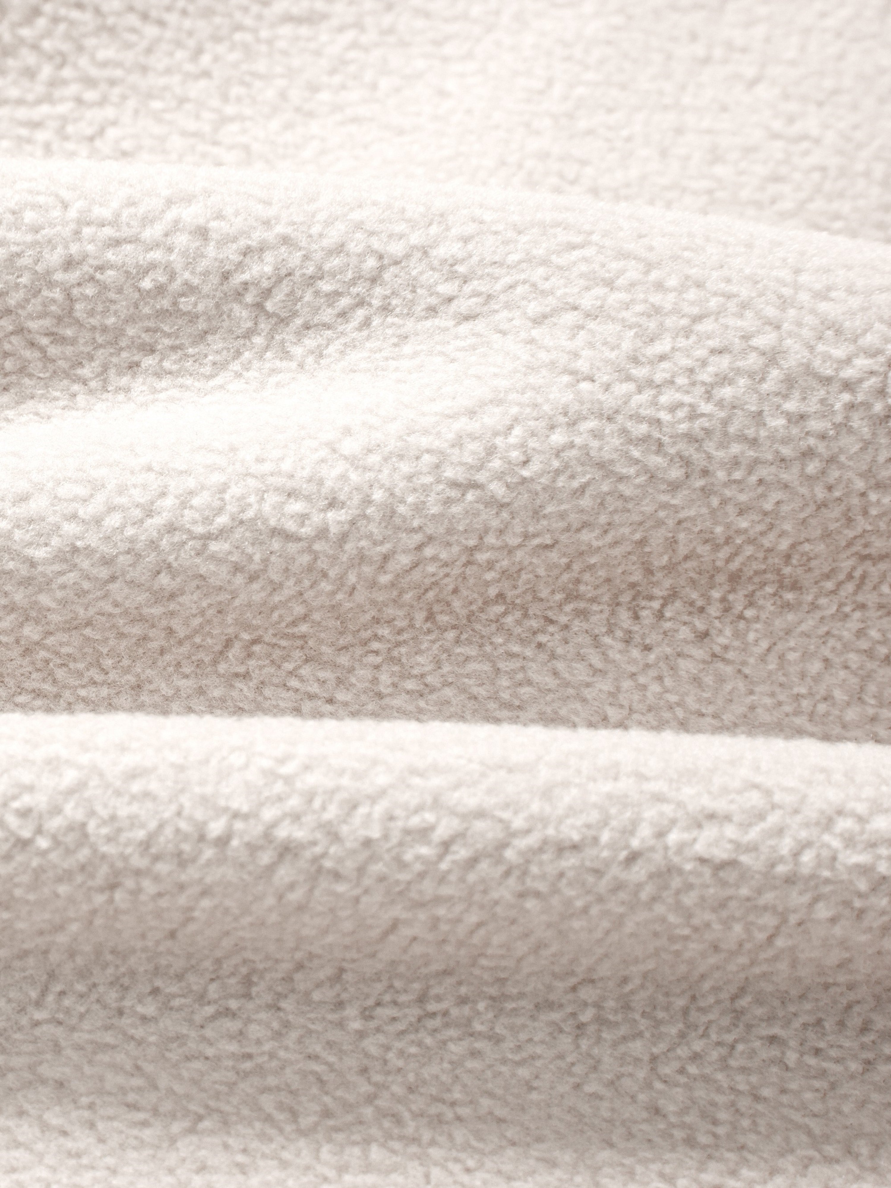Beige Zip-Up Fleece Jacket with Side Stripes