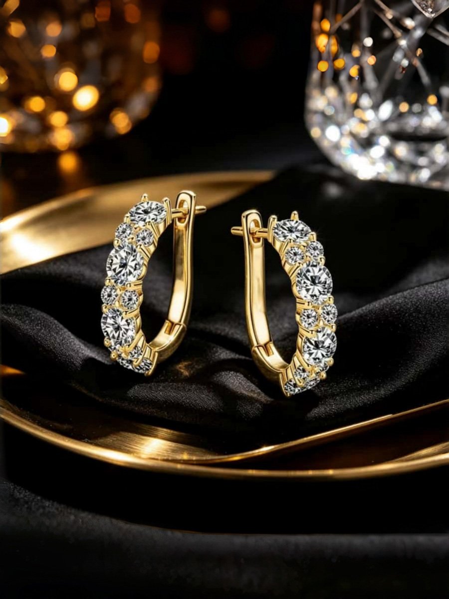 Gold Plated Zircon Hoop Earrings