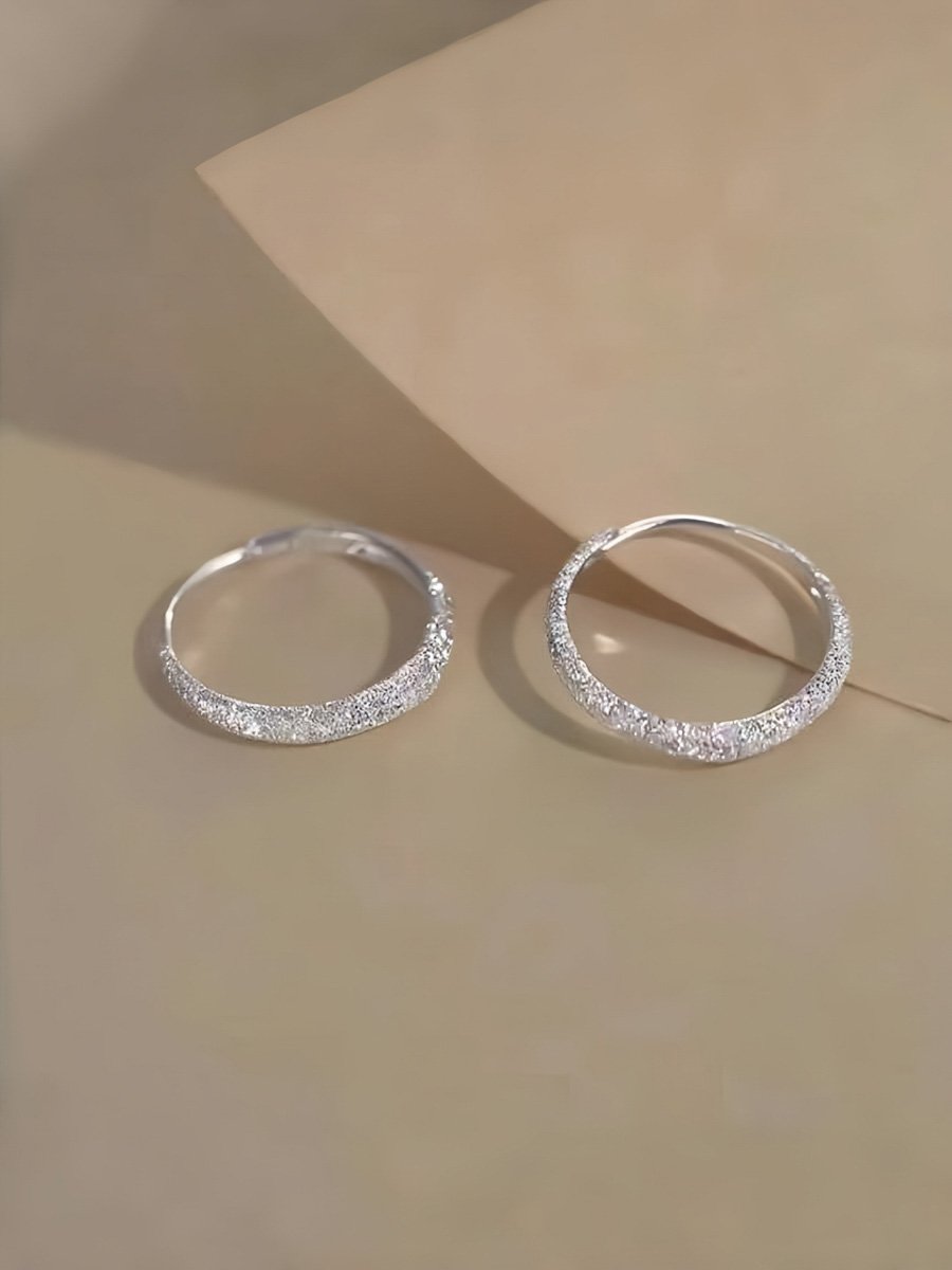 Silver Glitter Hoop Earrings