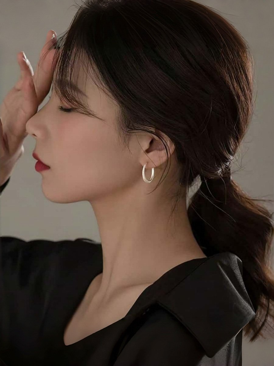 Silver Glitter Hoop Earrings