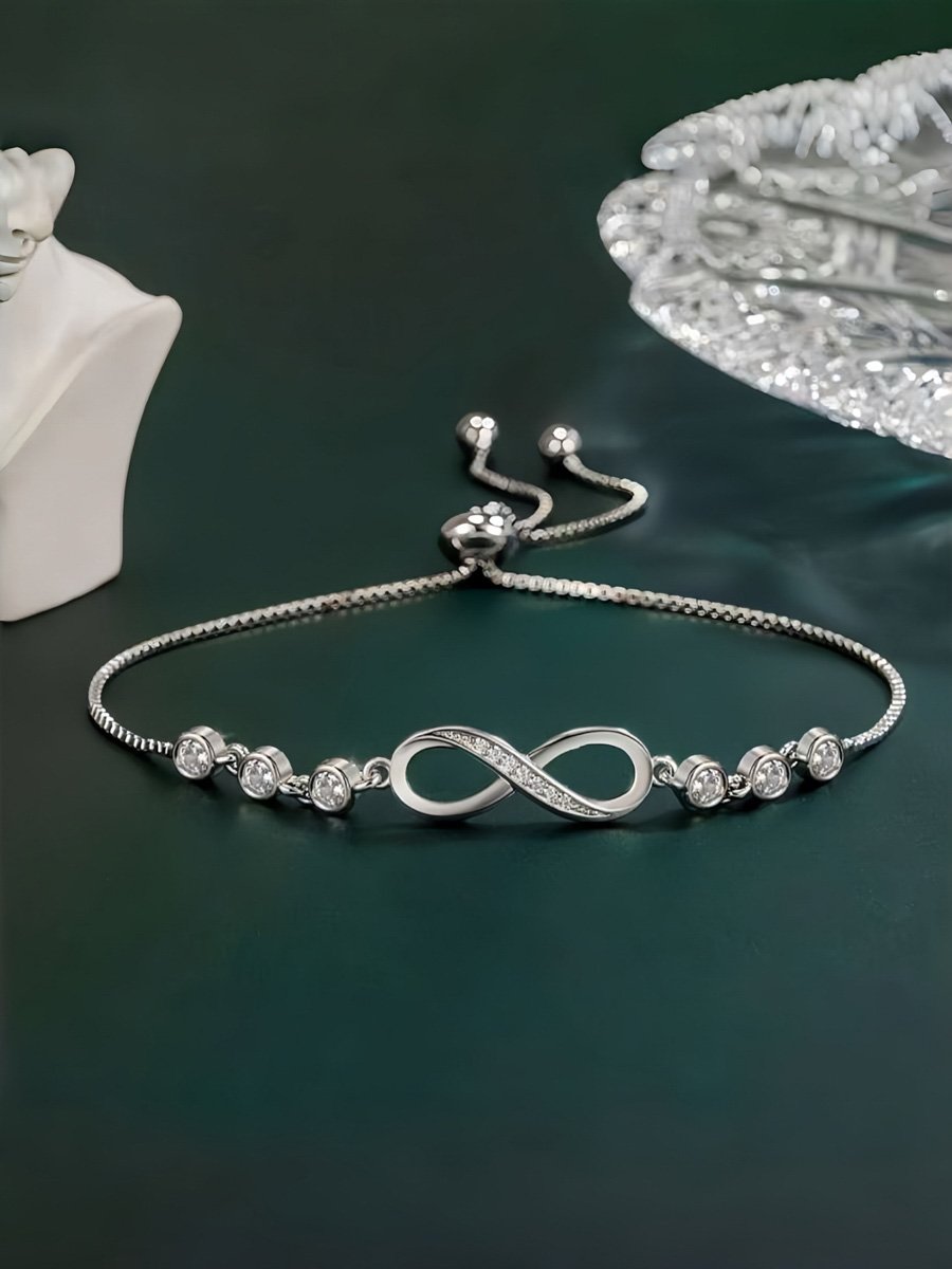 Silver Infinity Zirconia Link Bracelet