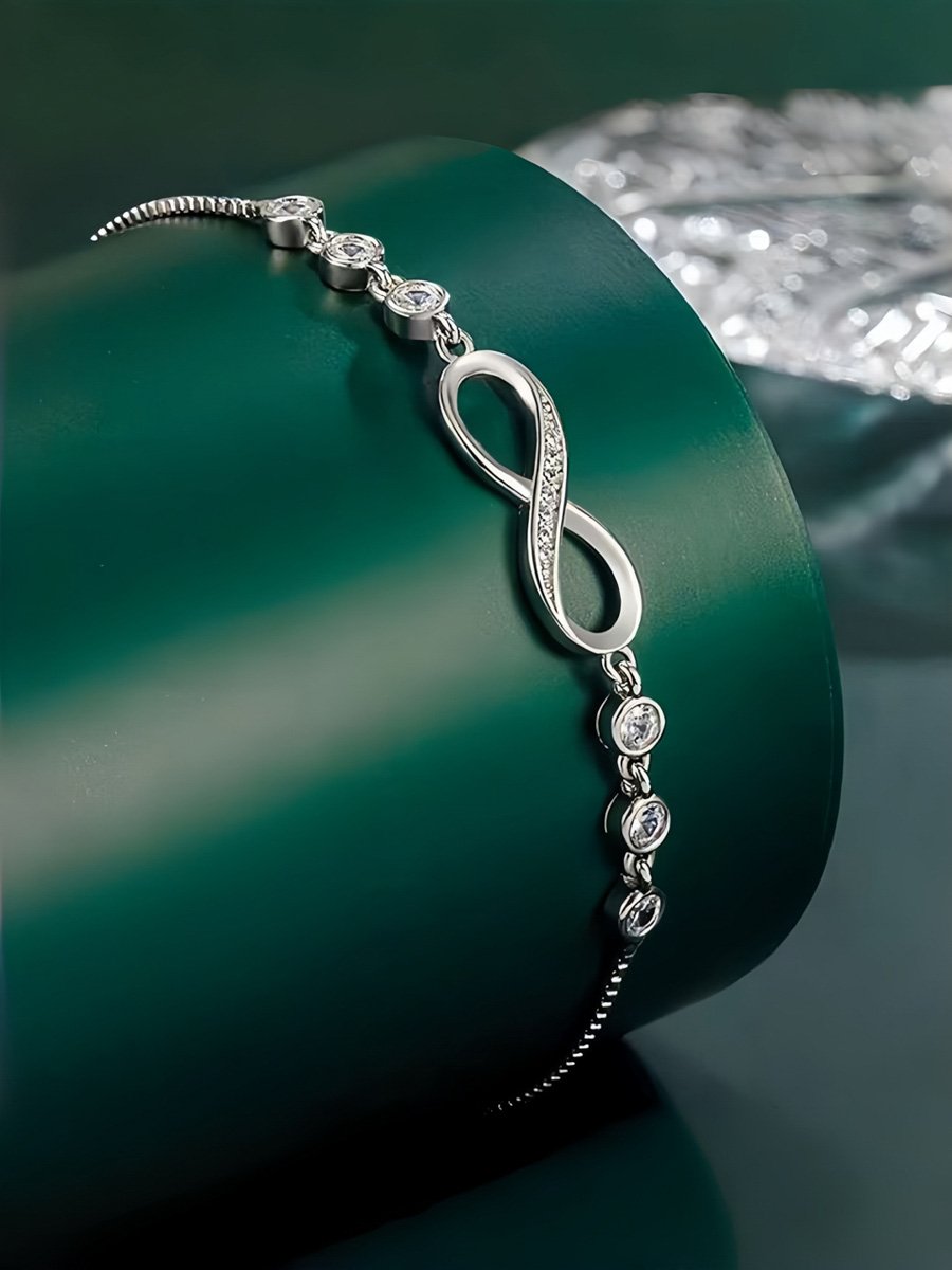 Silver Infinity Zirconia Link Bracelet