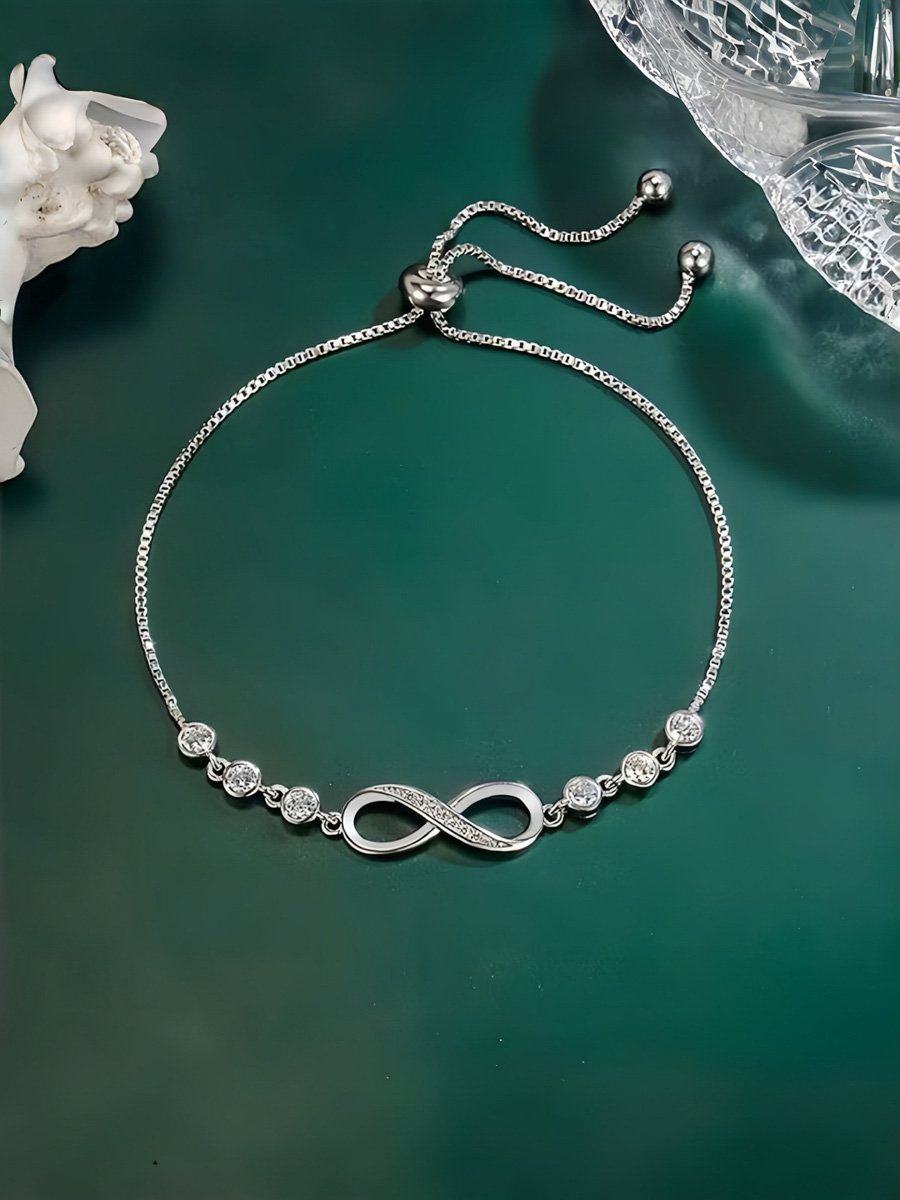 Silver Infinity Zirconia Link Bracelet