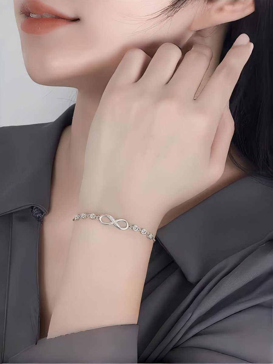 Silver Infinity Zirconia Link Bracelet
