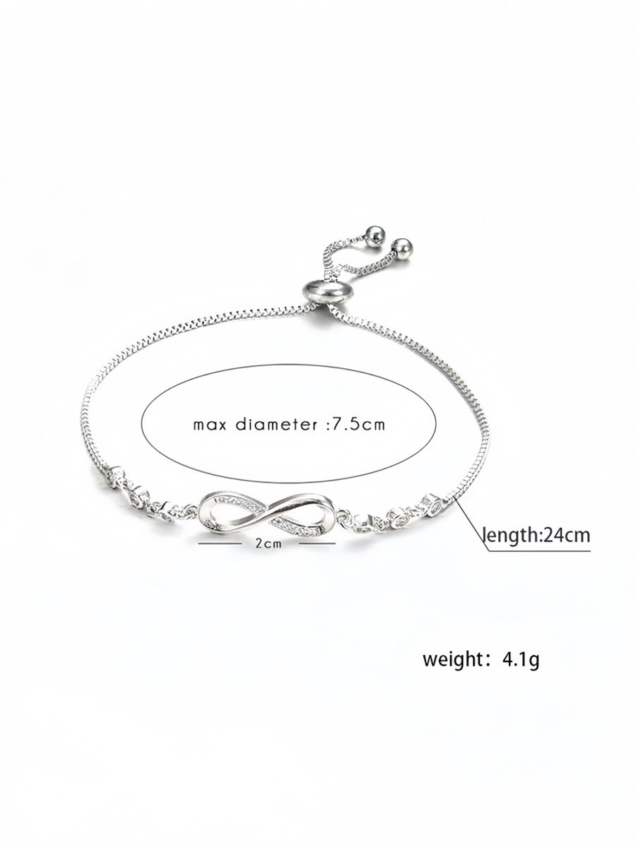 Silver Infinity Zirconia Link Bracelet