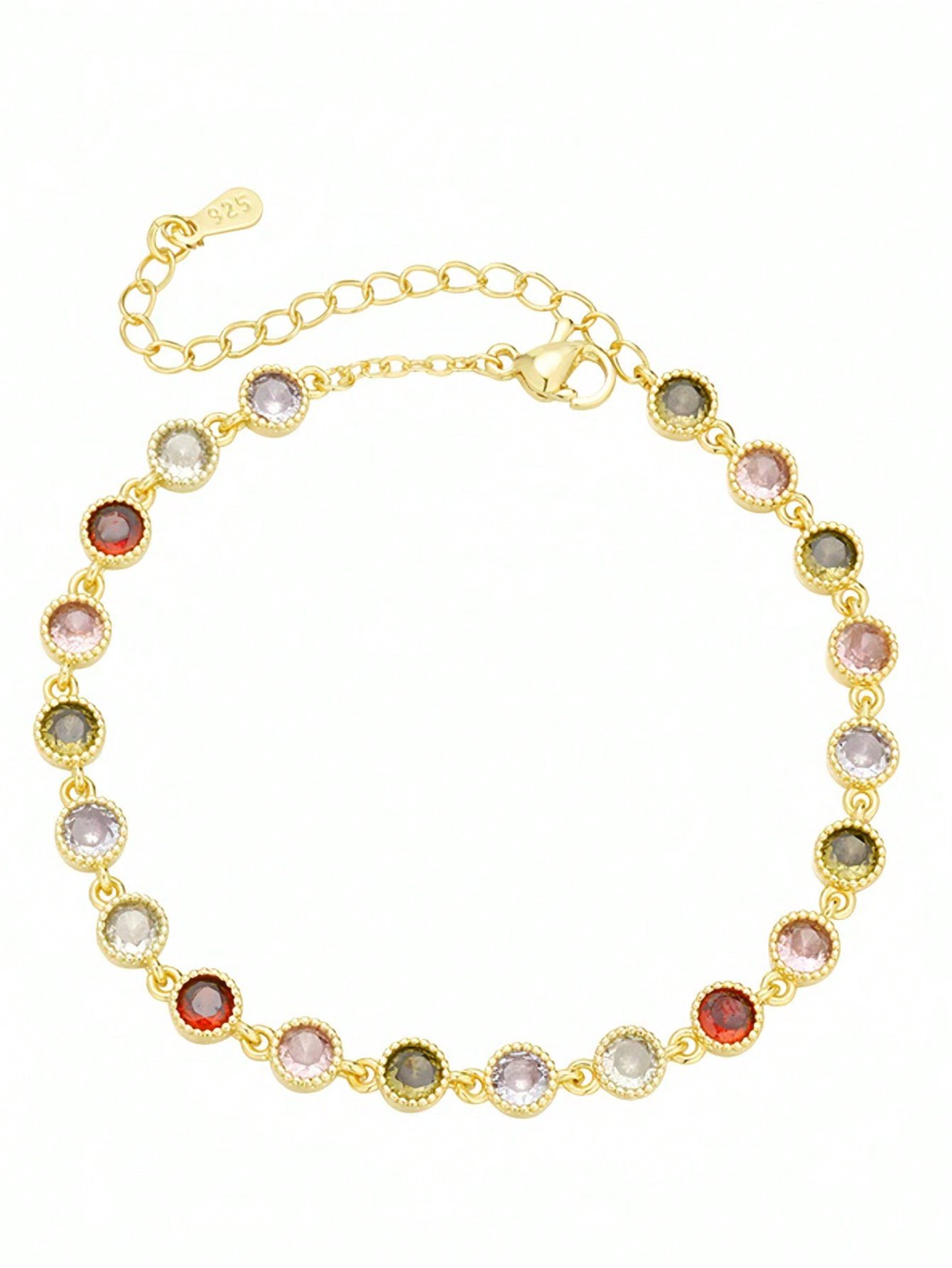 Gold-Plated Multi-Gemstone Link Bracelet