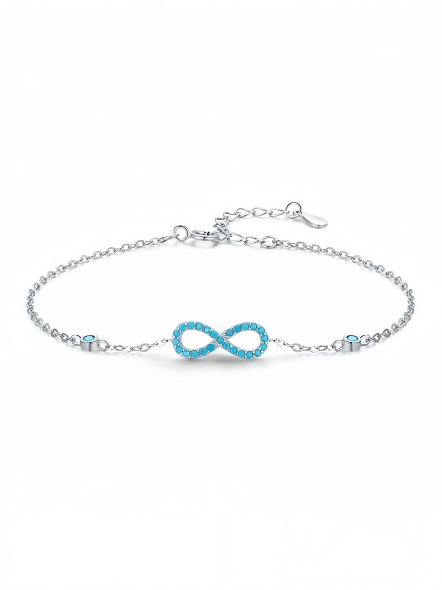 Silver Infinity Link Bracelet with Turquoise Accents