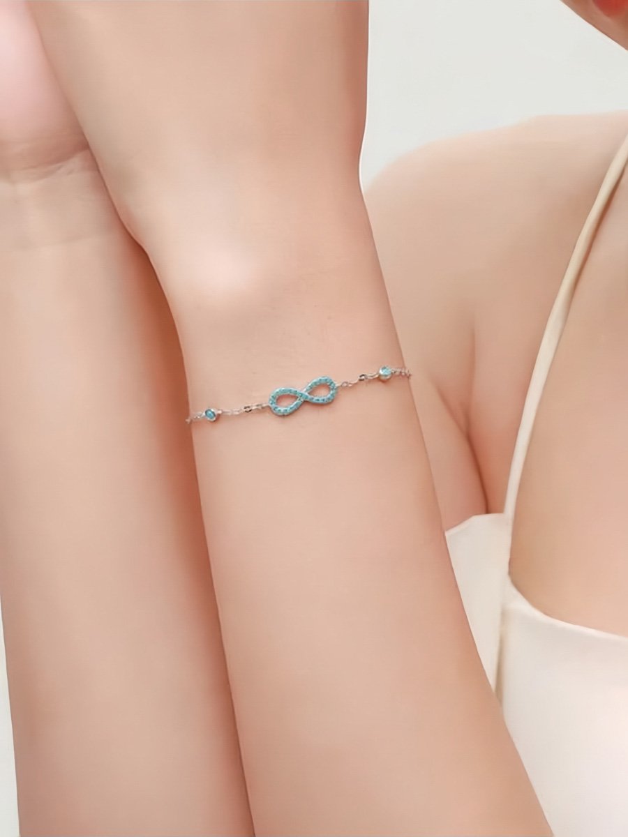 Silver Infinity Link Bracelet with Turquoise Accents