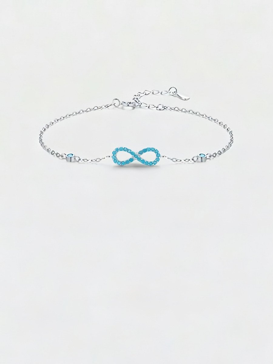 Silver Infinity Link Bracelet with Turquoise Accents