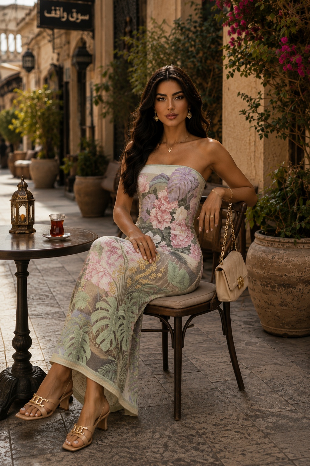 Floral Strapless Maxi Dress