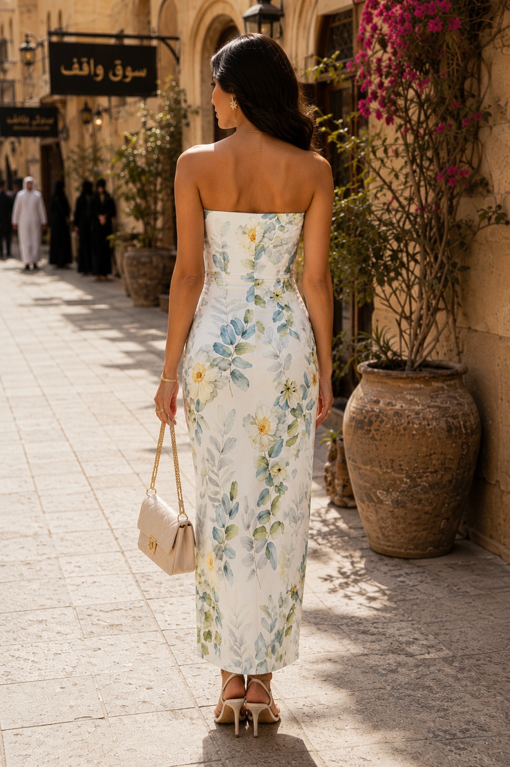 Beige A-Line Maxi Dress