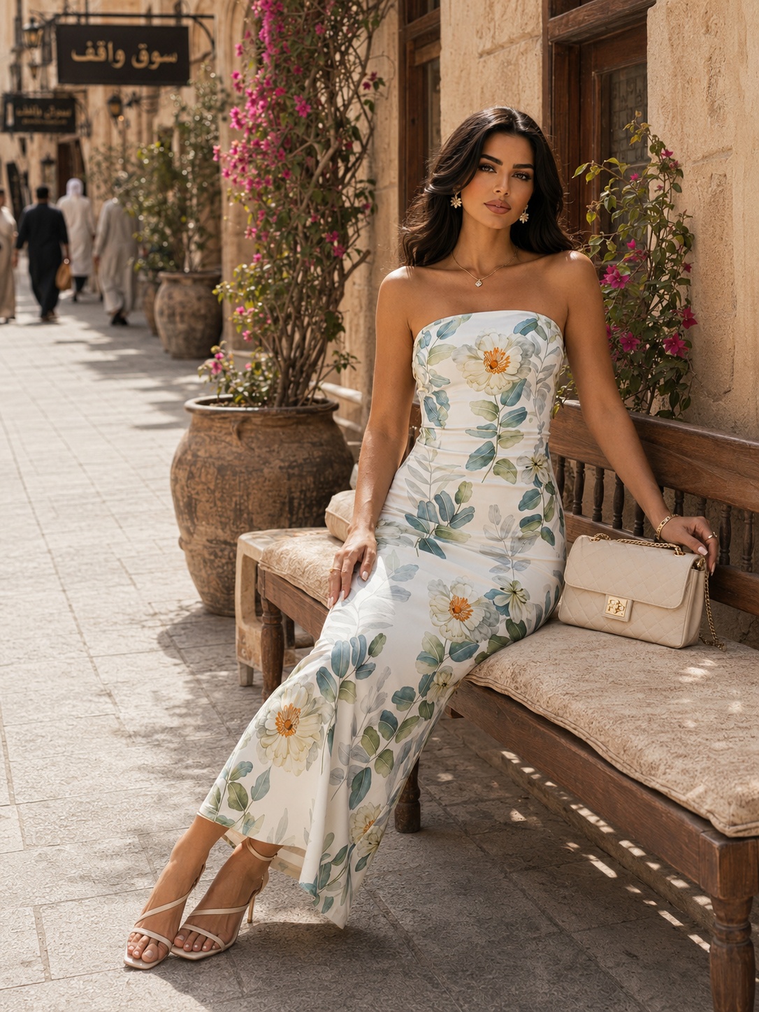 Beige A-Line Maxi Dress
