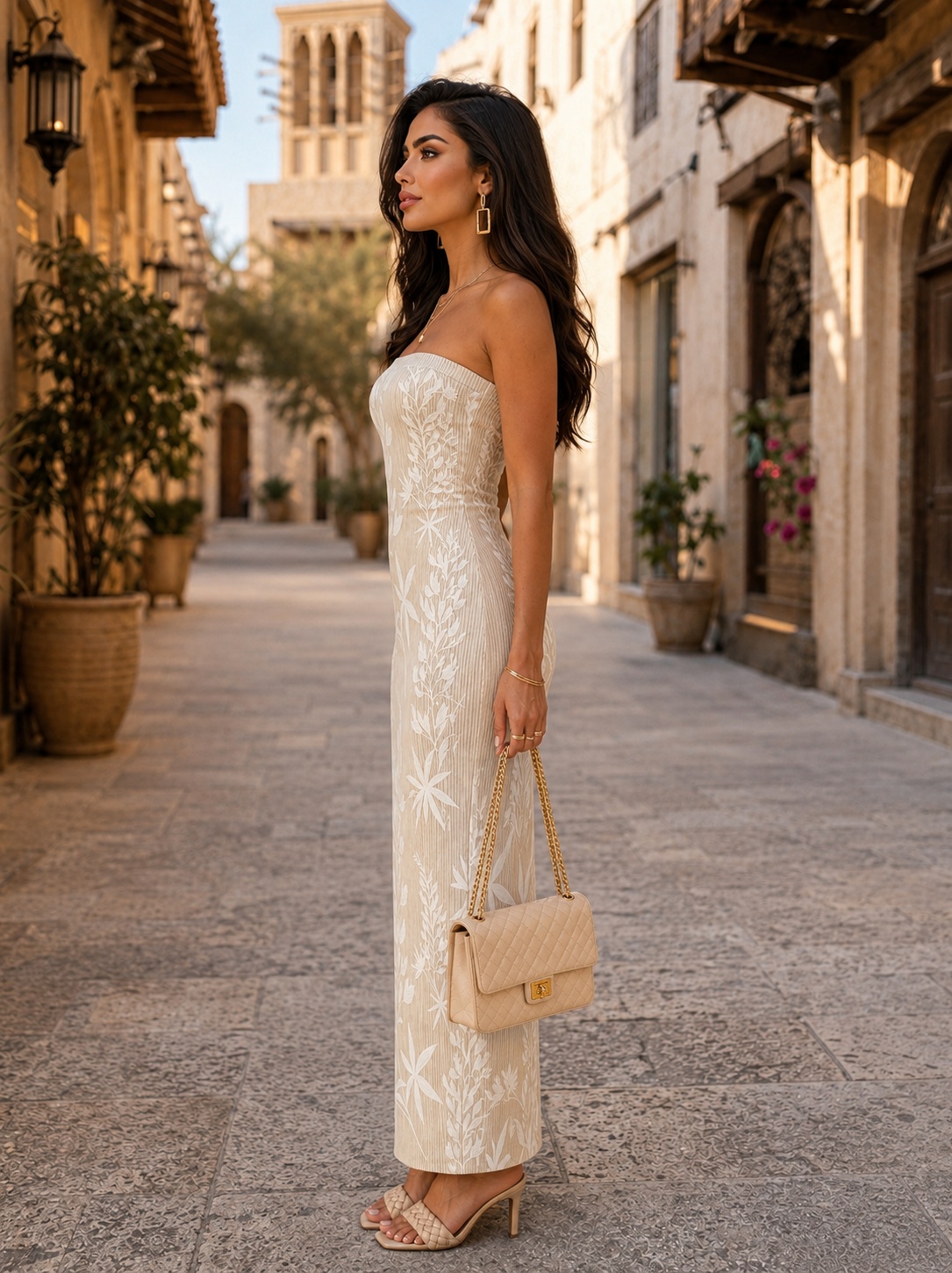 Off-White Sleeveless Maxi Dress 