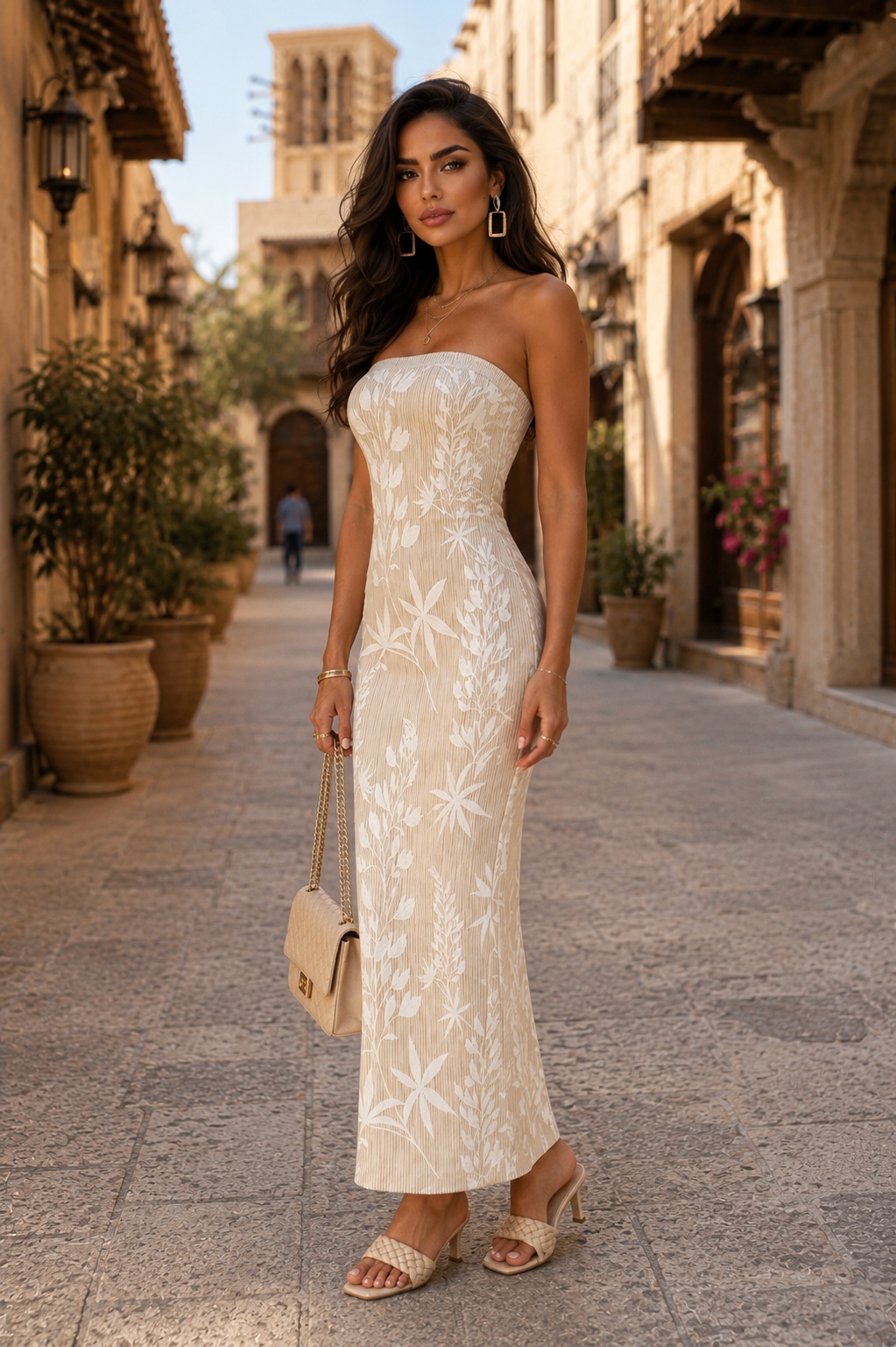 Off-White Sleeveless Maxi Dress 