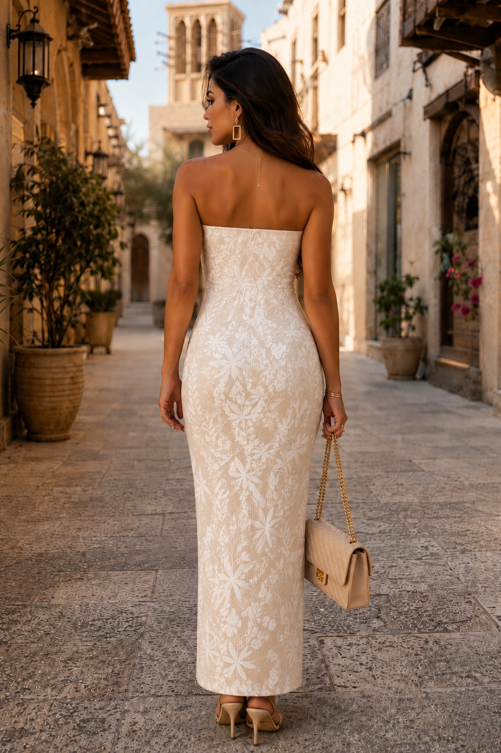 Off-White Sleeveless Maxi Dress 
