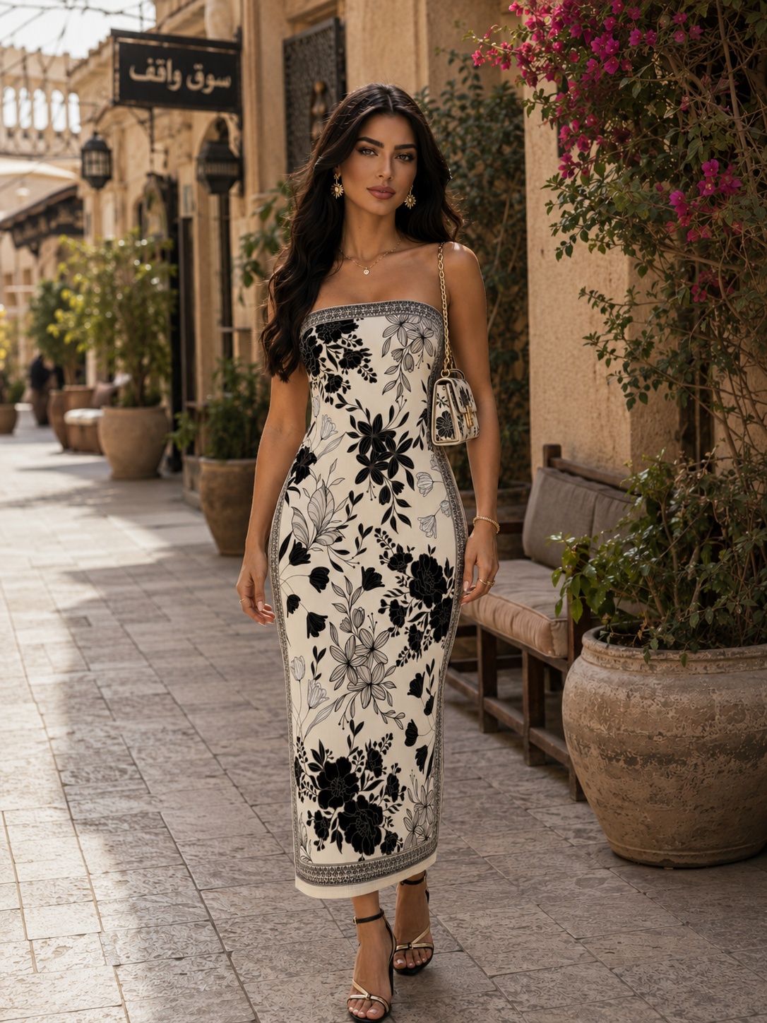 Floral Strapless Maxi Dress