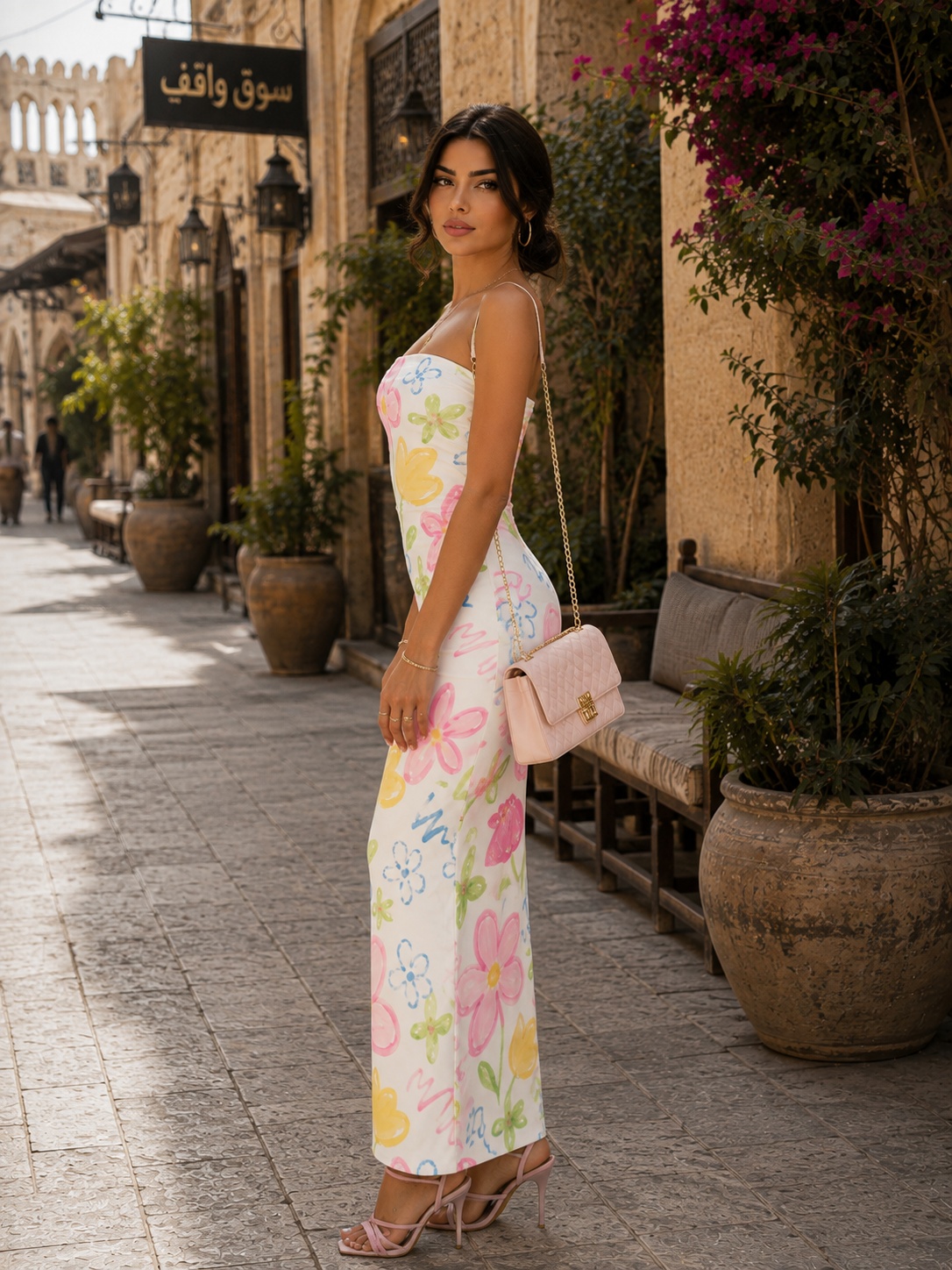 Floral Strapless Bodycon Maxi Dress