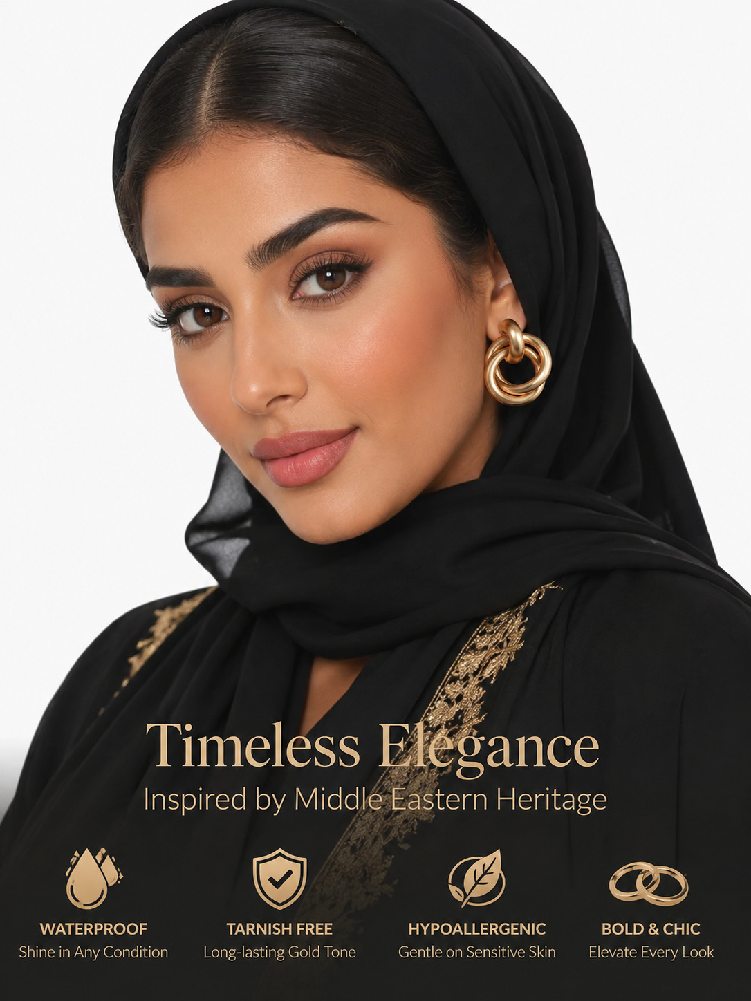 Golden Interlocked Hoop Earrings