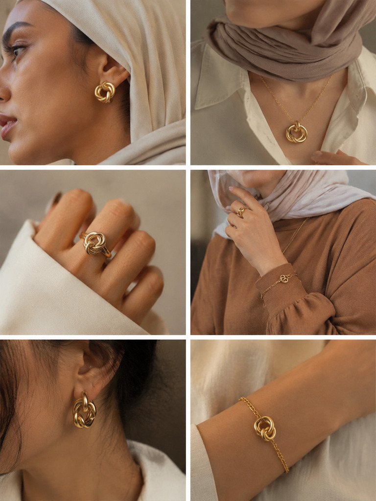 Golden Interlocked Hoop Earrings