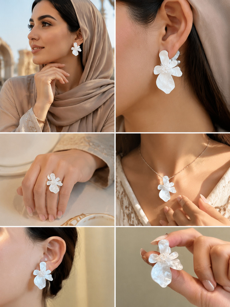 Mother-of-Pearl Floral Earrings