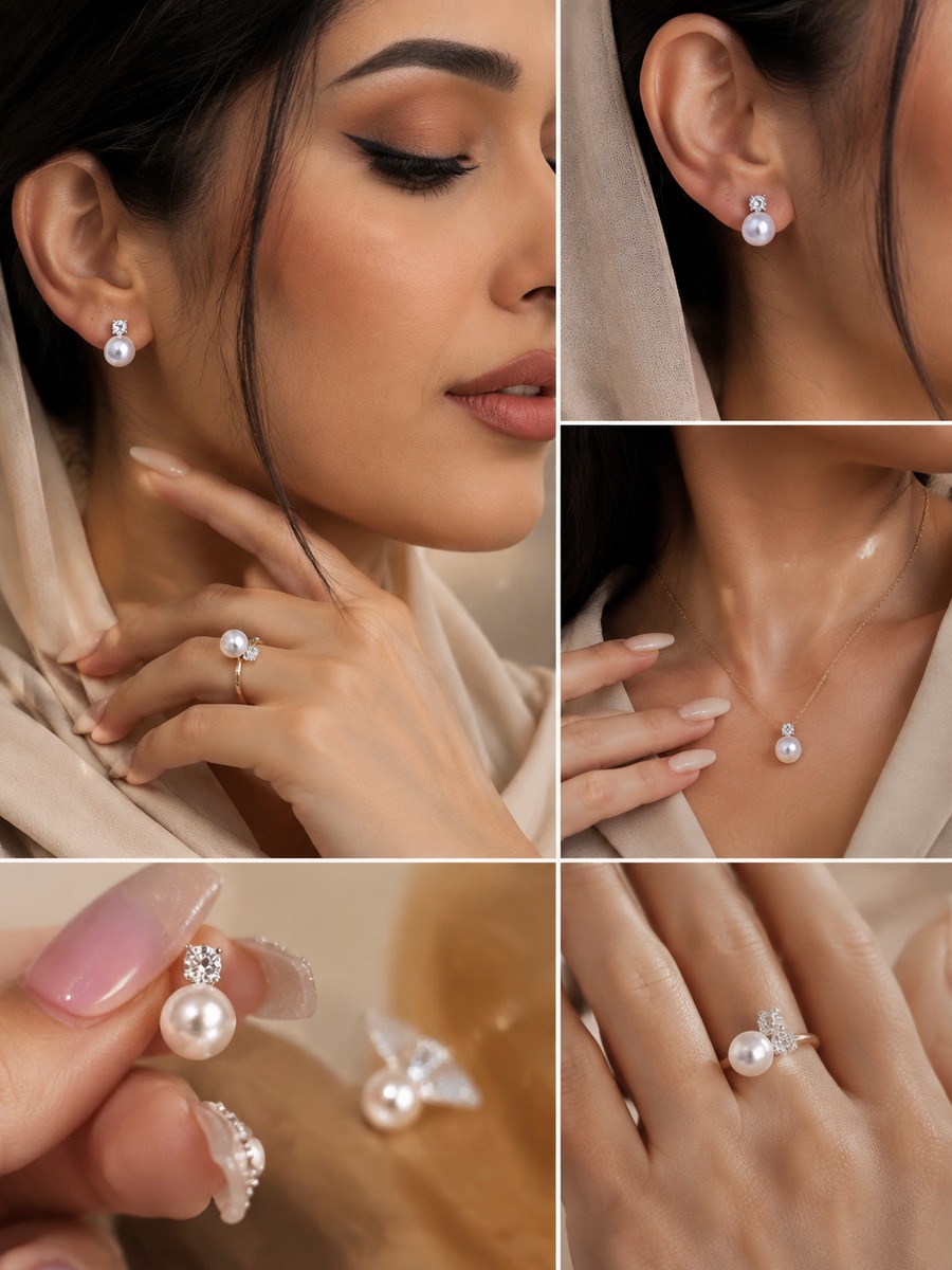 White Pearl and Zirconia Stud Earrings