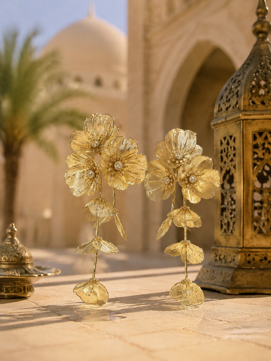 Gold Blossom Drop Earrings