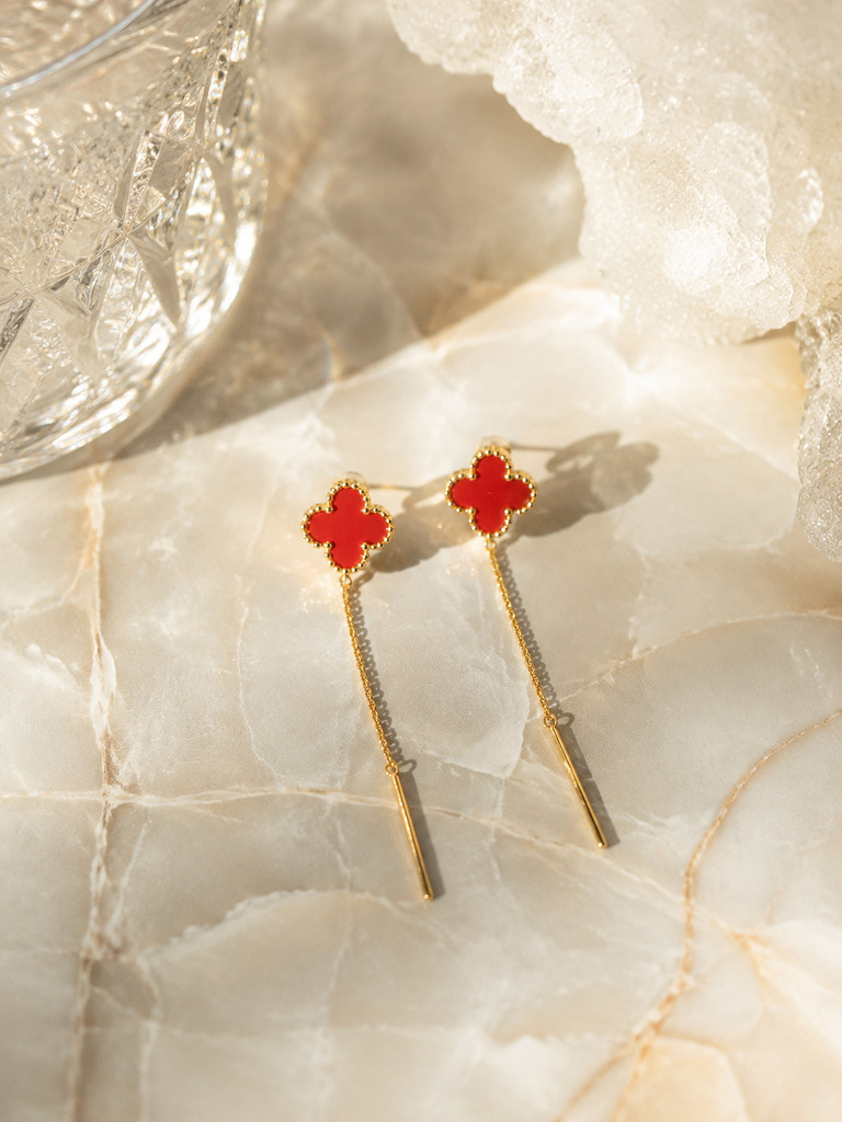 Red Clover Drop Earrings